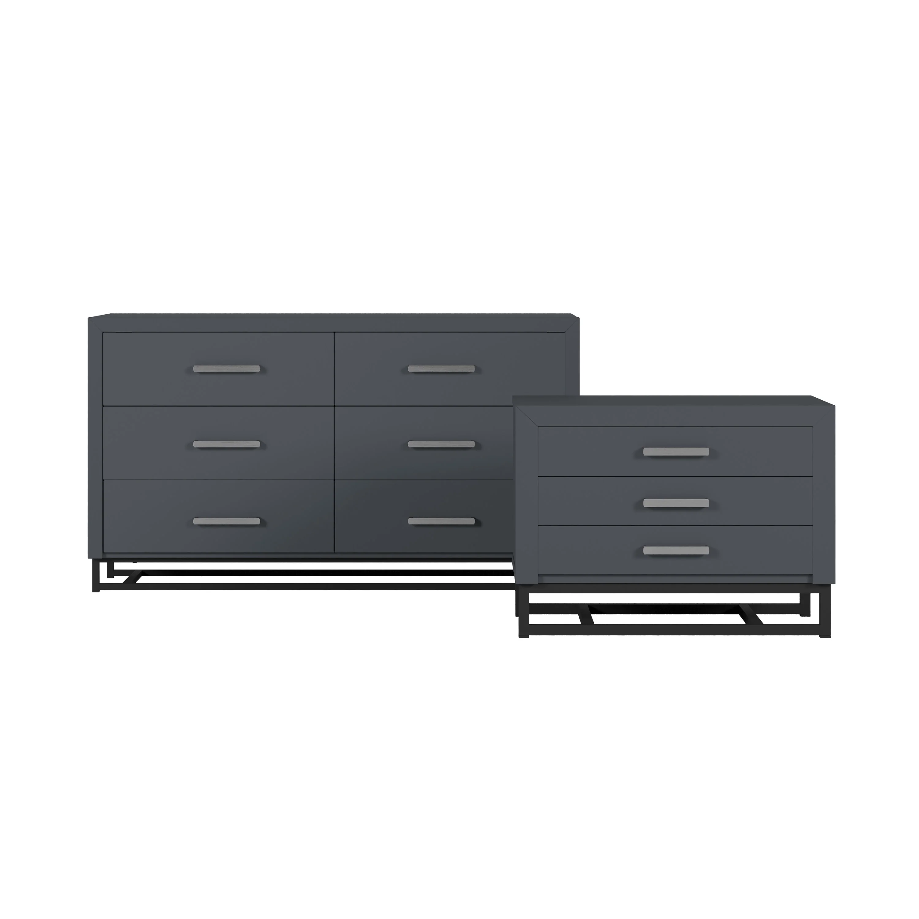 Borah Contemporary Faux Wood 2 Piece Double Dresser and Nightstand Bedroom Set - furnishings