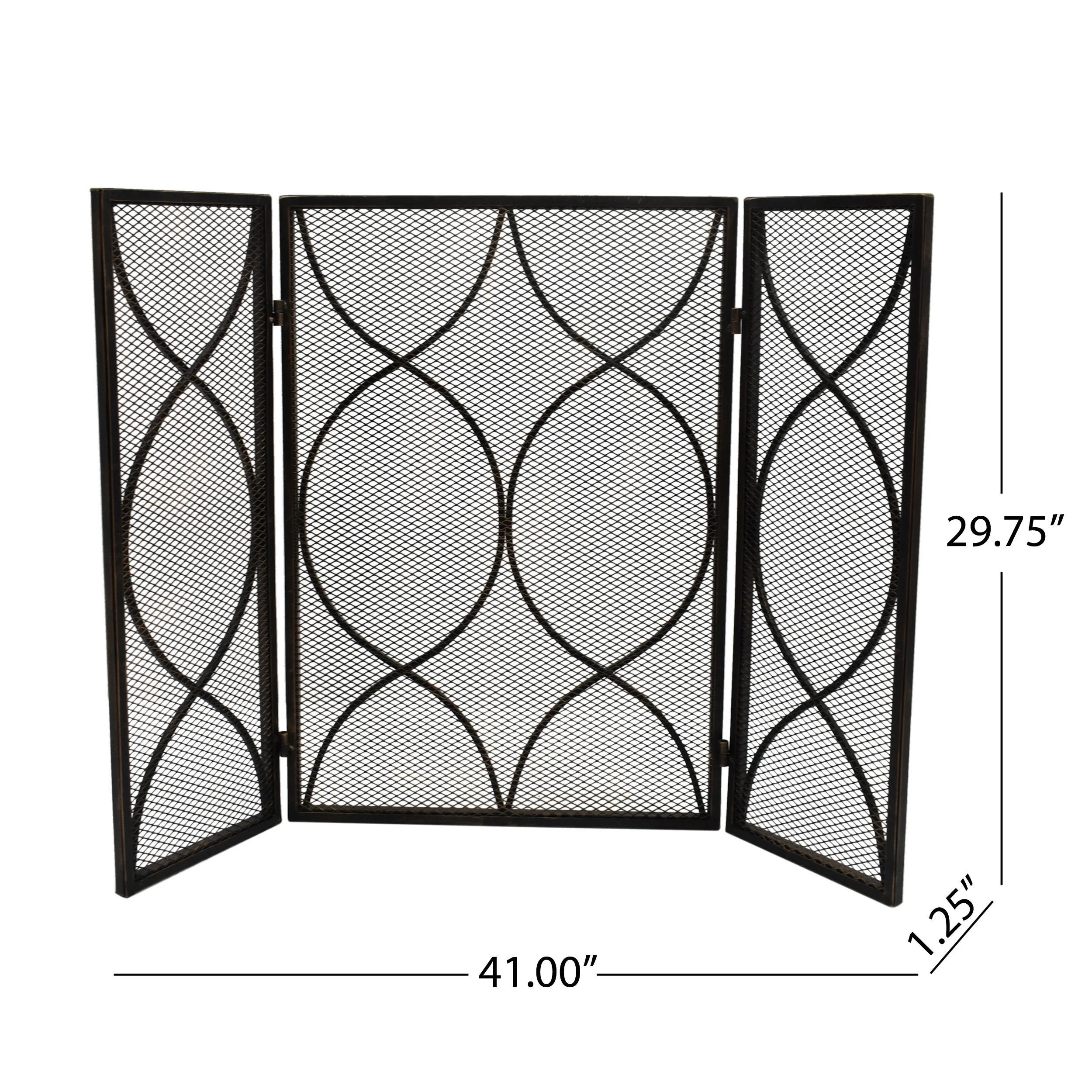 Laylah Modern Three Panel Iron Firescreen - furnishings