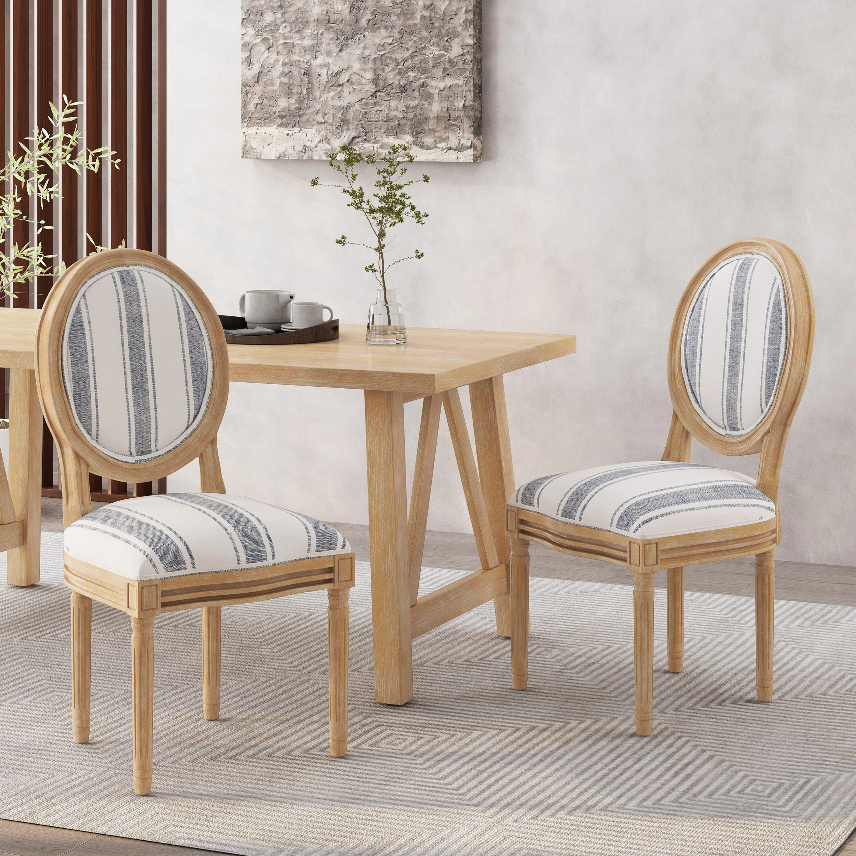 Lariya French Country Fabric Dining Chairs - furnishings