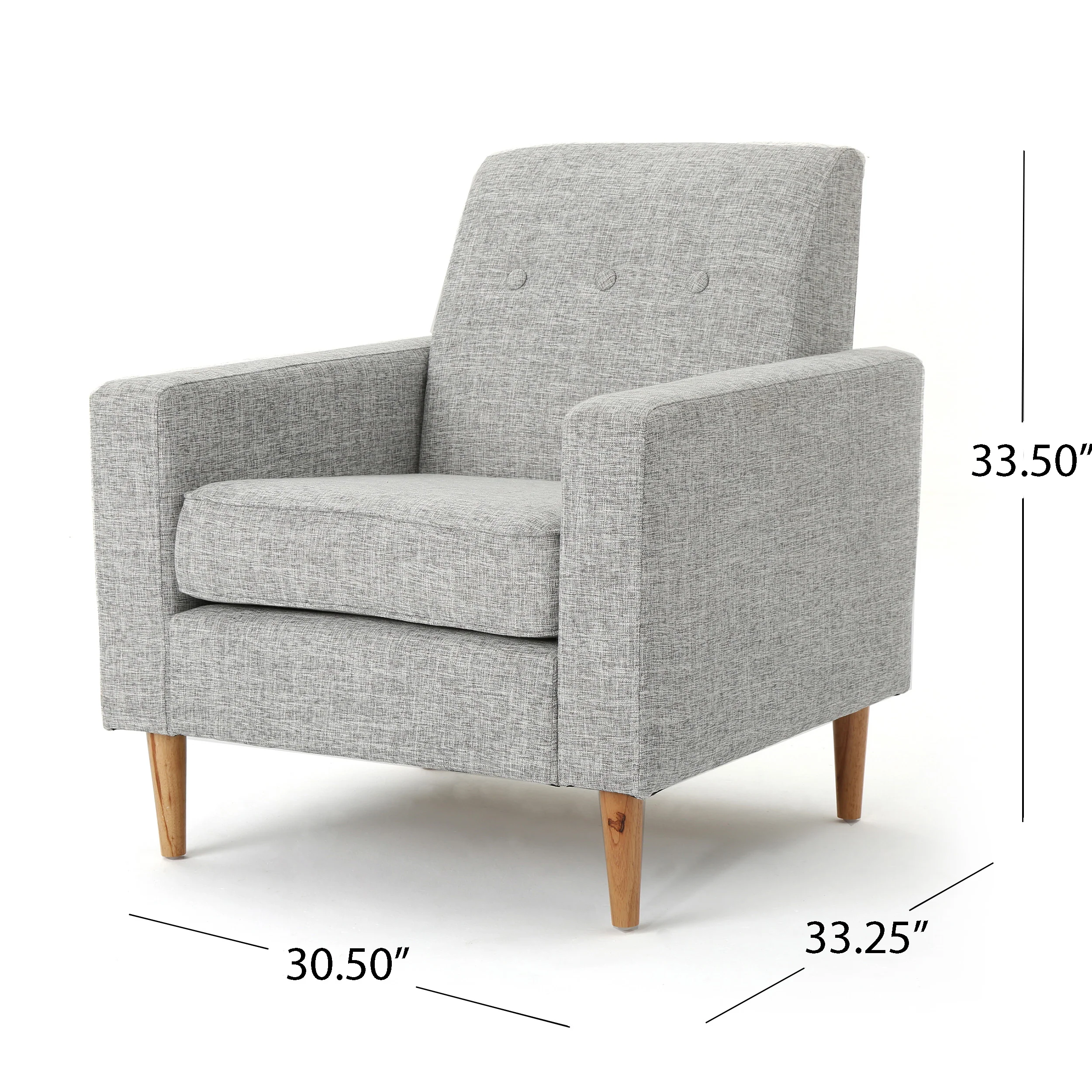 Stratford Mid-Century Modern 3-Piece Fabric Chairs & Sofa Living Room Set - furnishings
