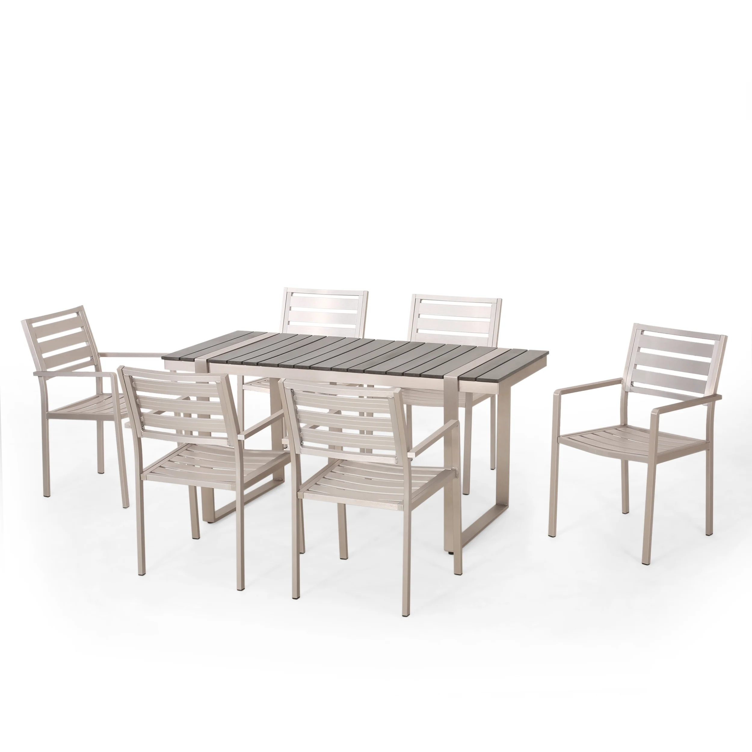 Mora Outdoor 7 Piece Aluminum Dining Set - furnishings