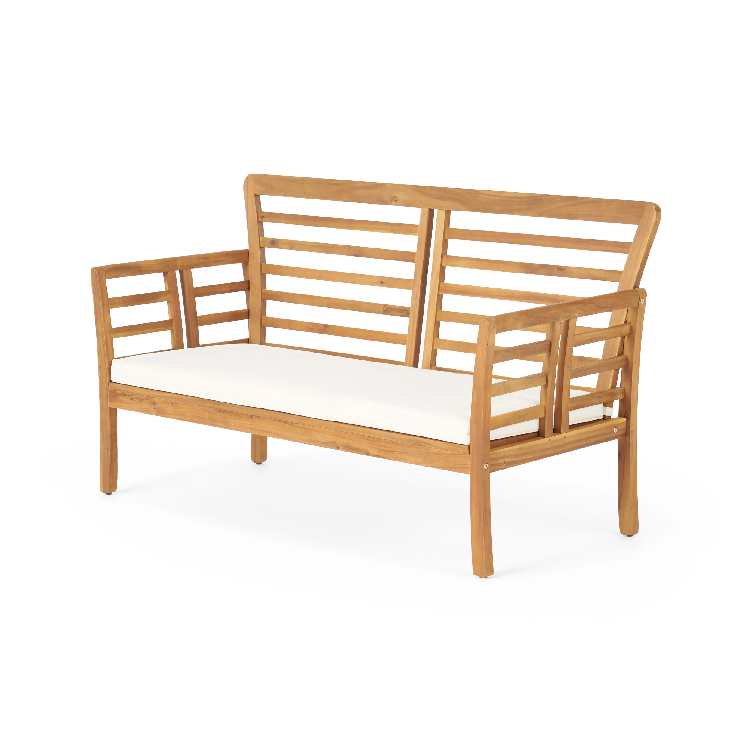 Laurier Outdoor Acacia Wood Loveseat with Cushions - furnishings