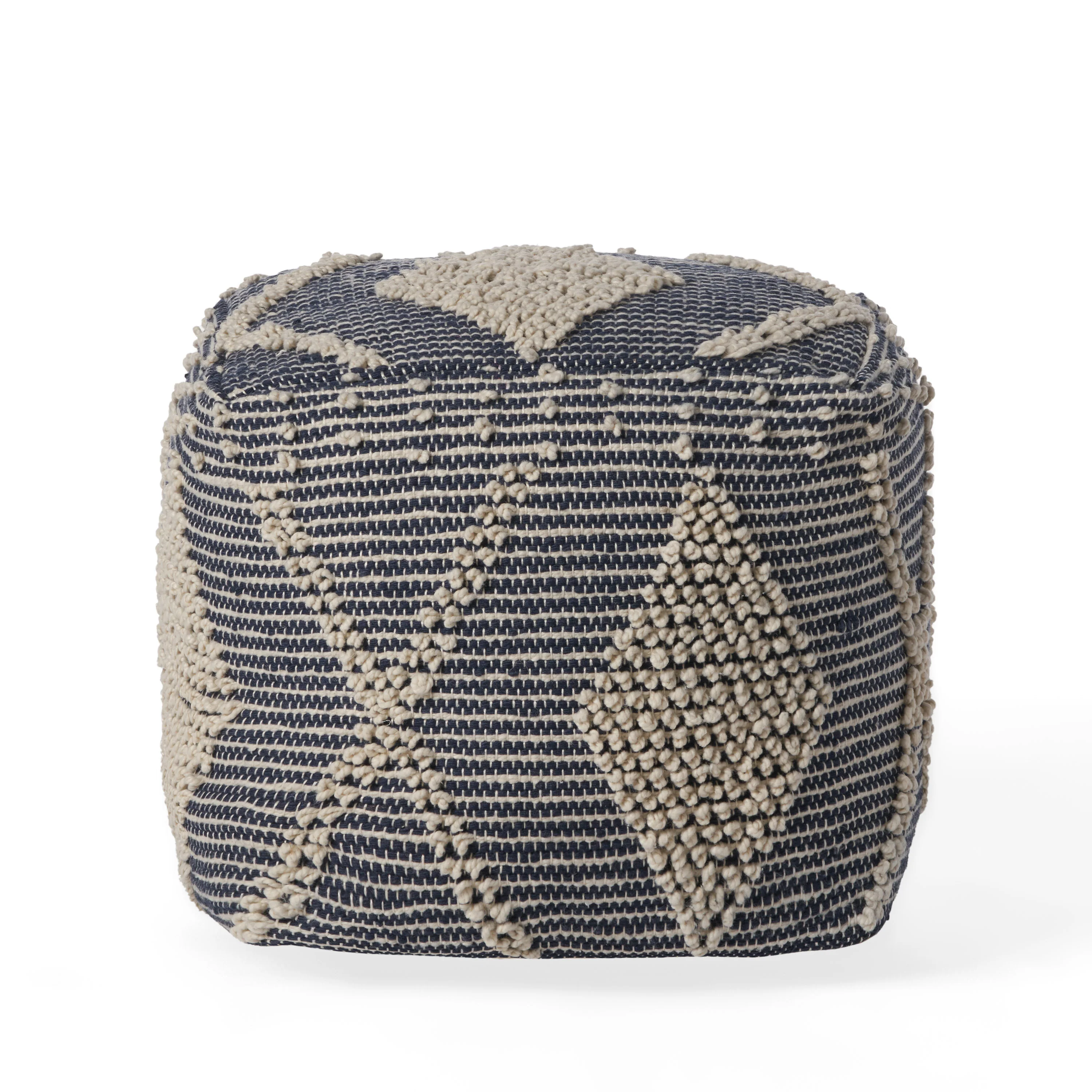 Dereka Contemporary Handcrafted Faux Yarn Pouf - furnishings