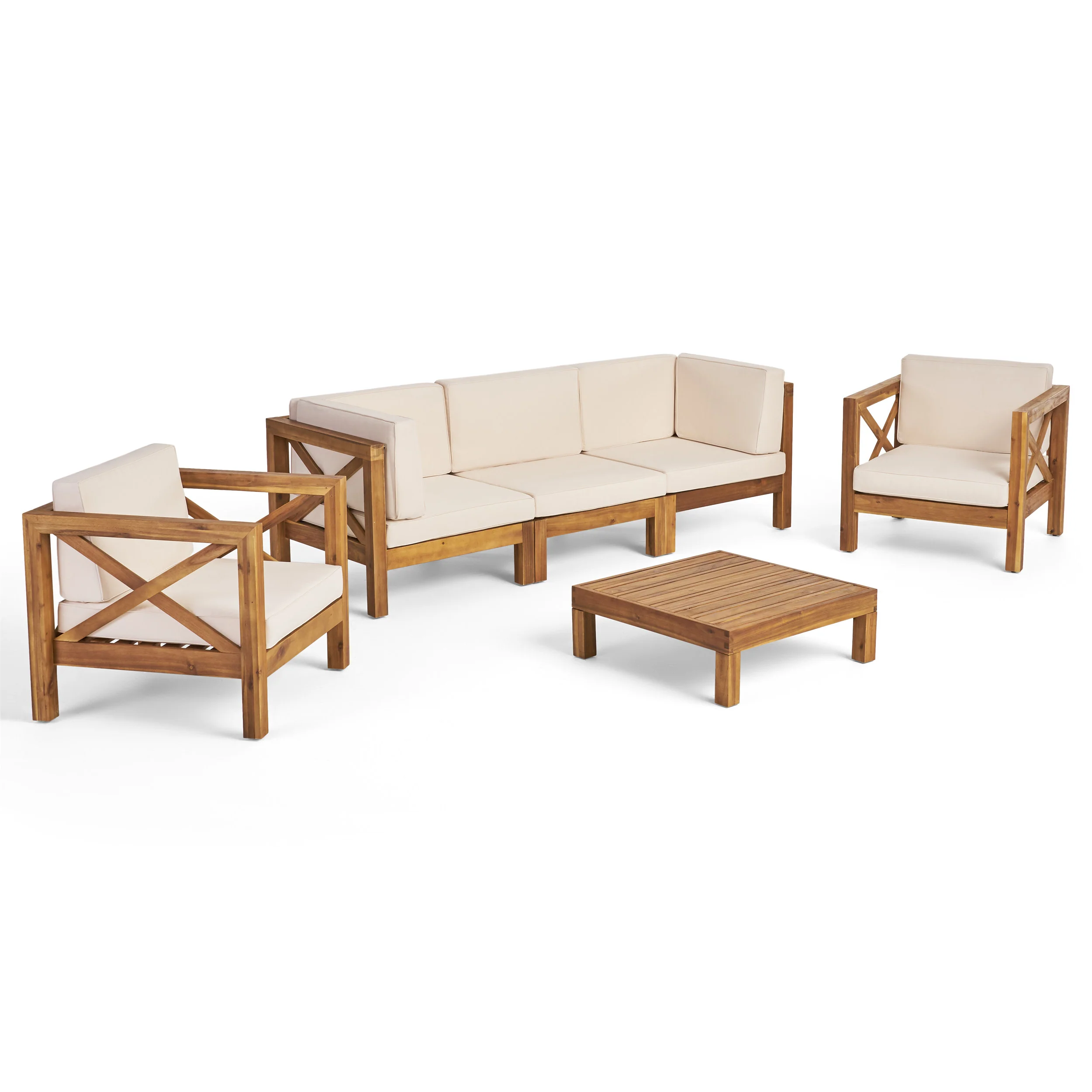Morgan Outdoor 5 Seater Acacia Wood Sofa Chat Set - furnishings