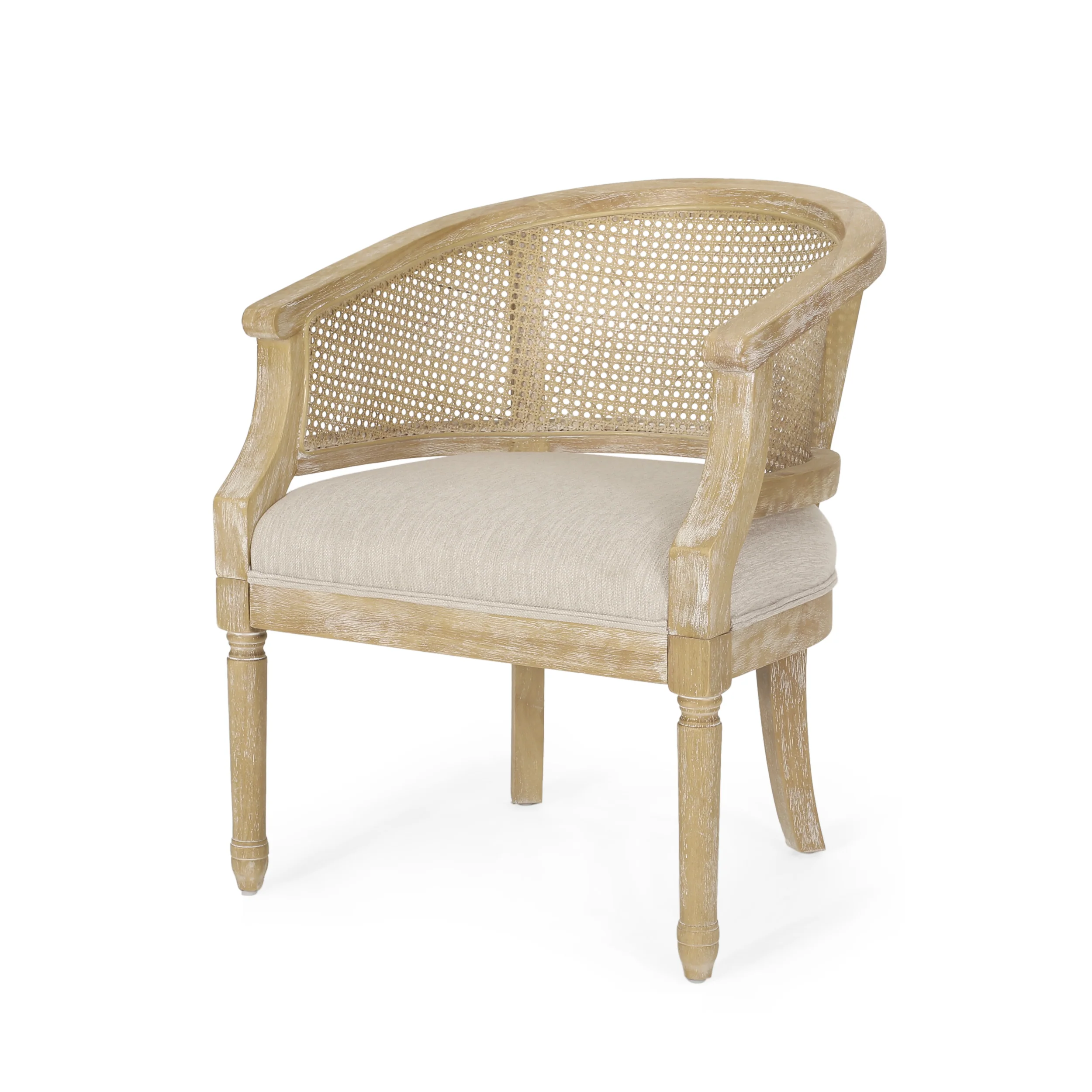Velie French Country Wood and Cane Accent Chair - furnishings
