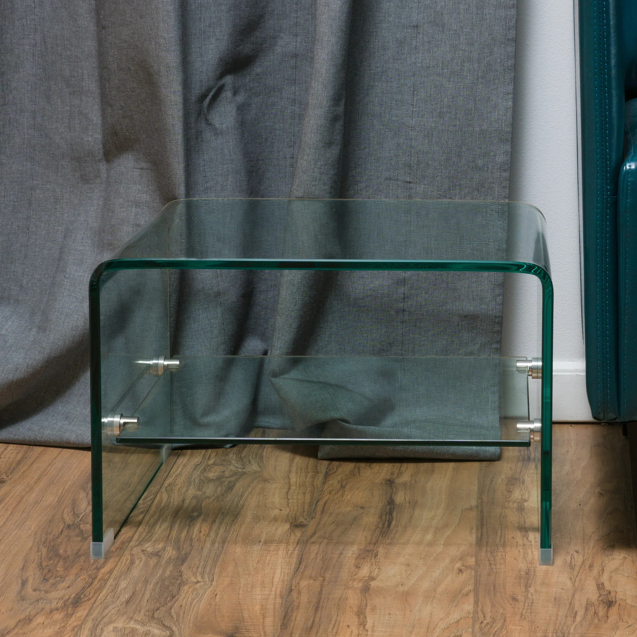 Classon See Through Clear Waterfall Glass End Table - furnishings