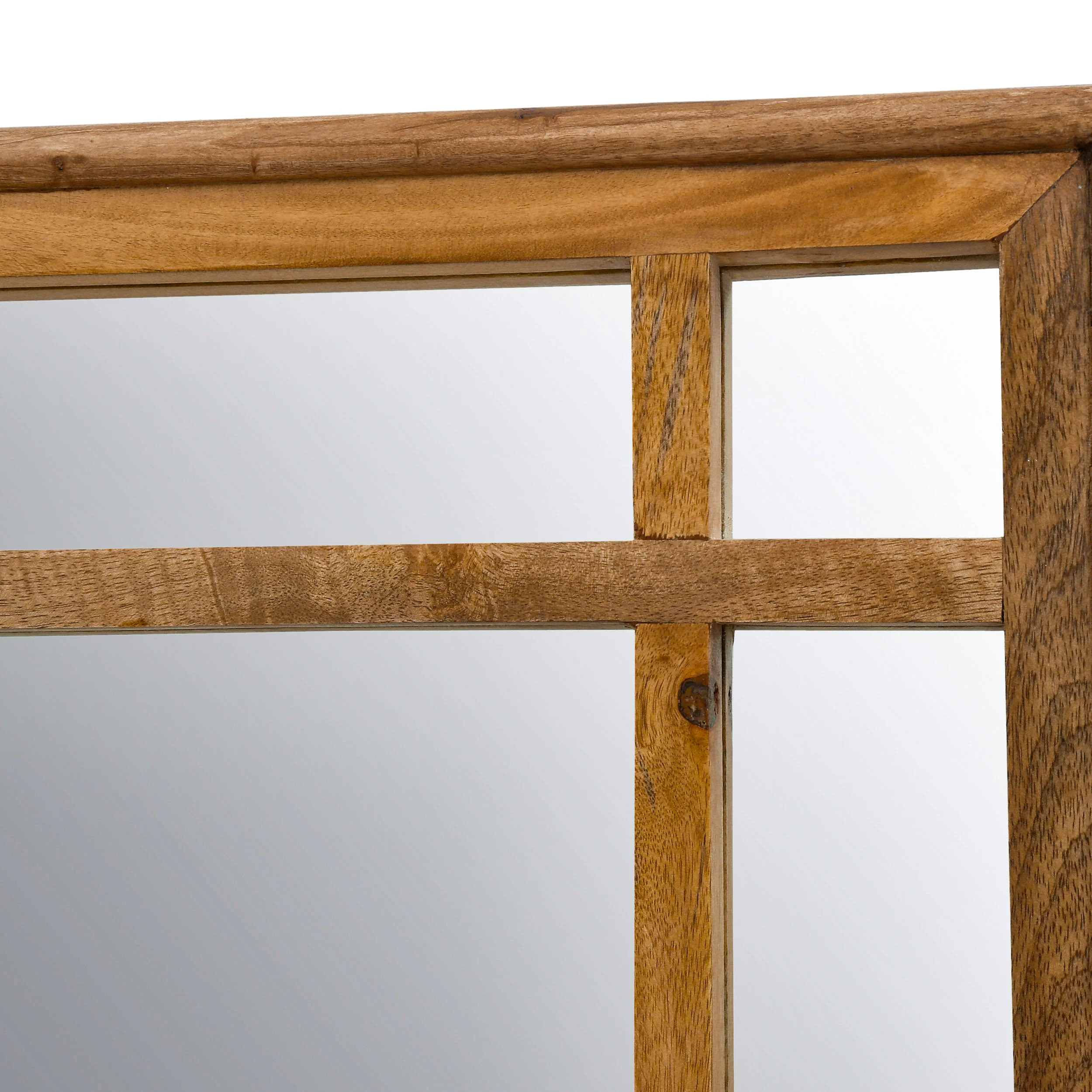 Miske Rustic Handcrafted Mango Wood Standing Mirror, Natural - furnishings