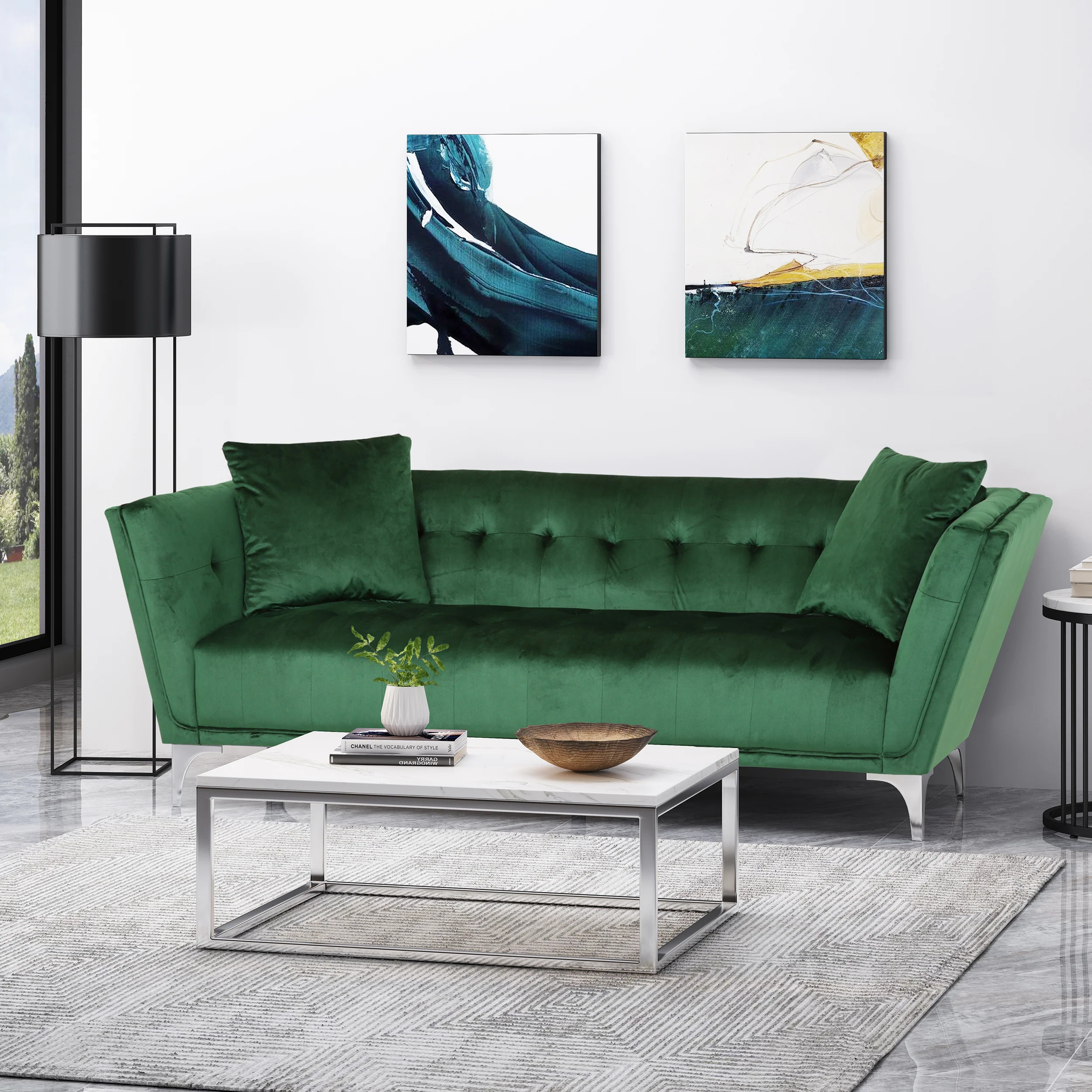 Ryliegh Modern Glam 3 Seater Velvet Sofa - furnishings