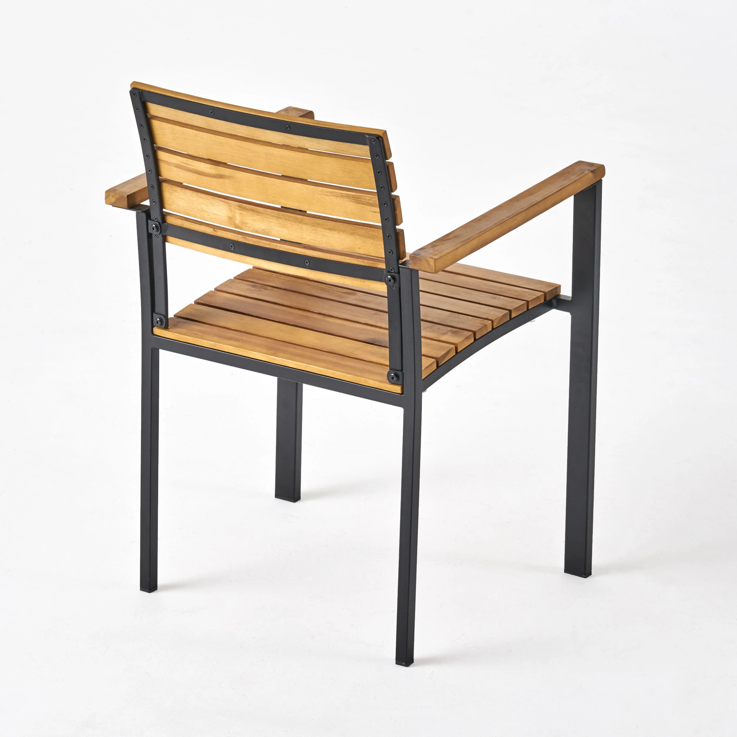 Zhyair Outdoor Modern Industrial 7 Piece Acacia Wood Dining Set - furnishings