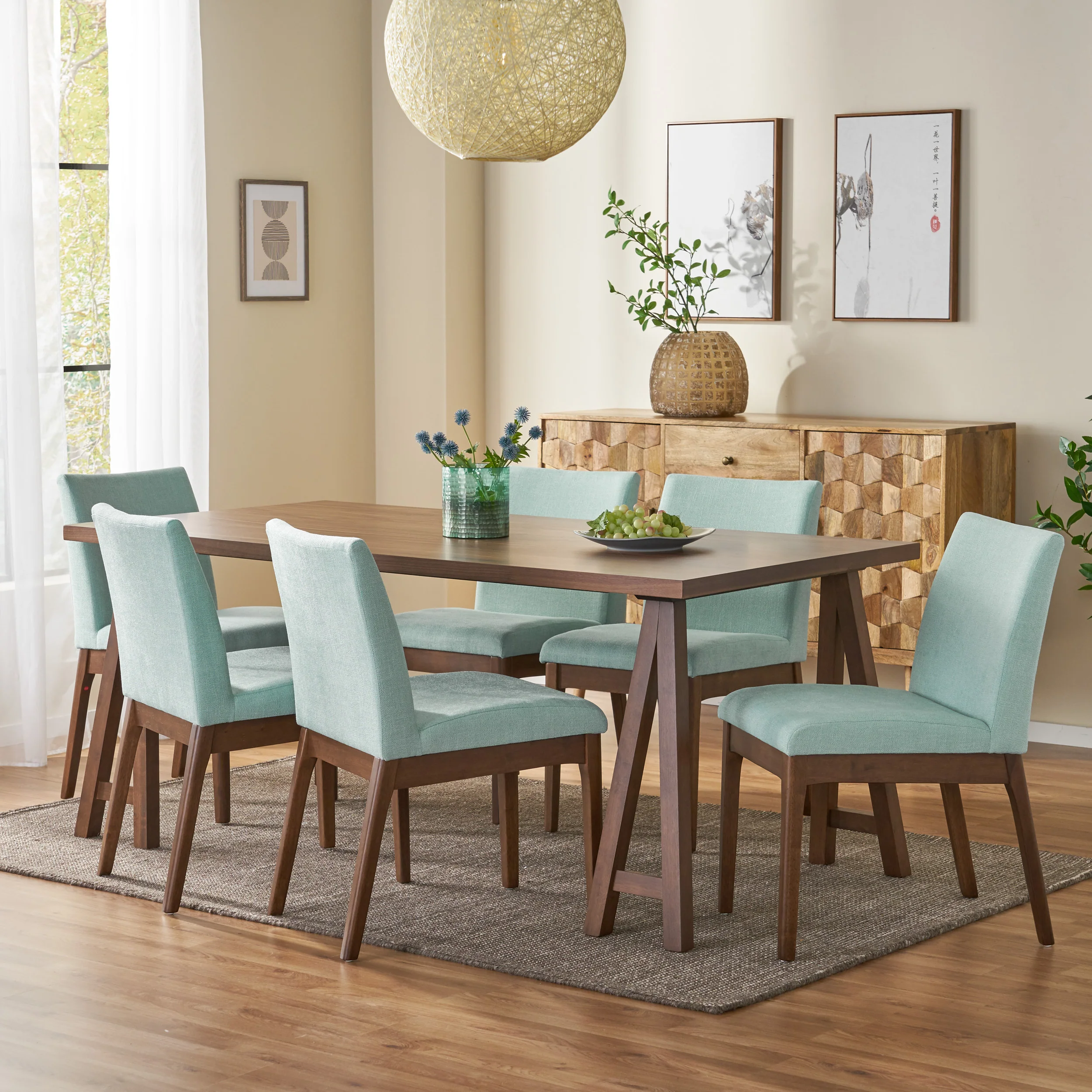 Elsinore Mid-Century Modern 7 Piece Dining Set - furnishings