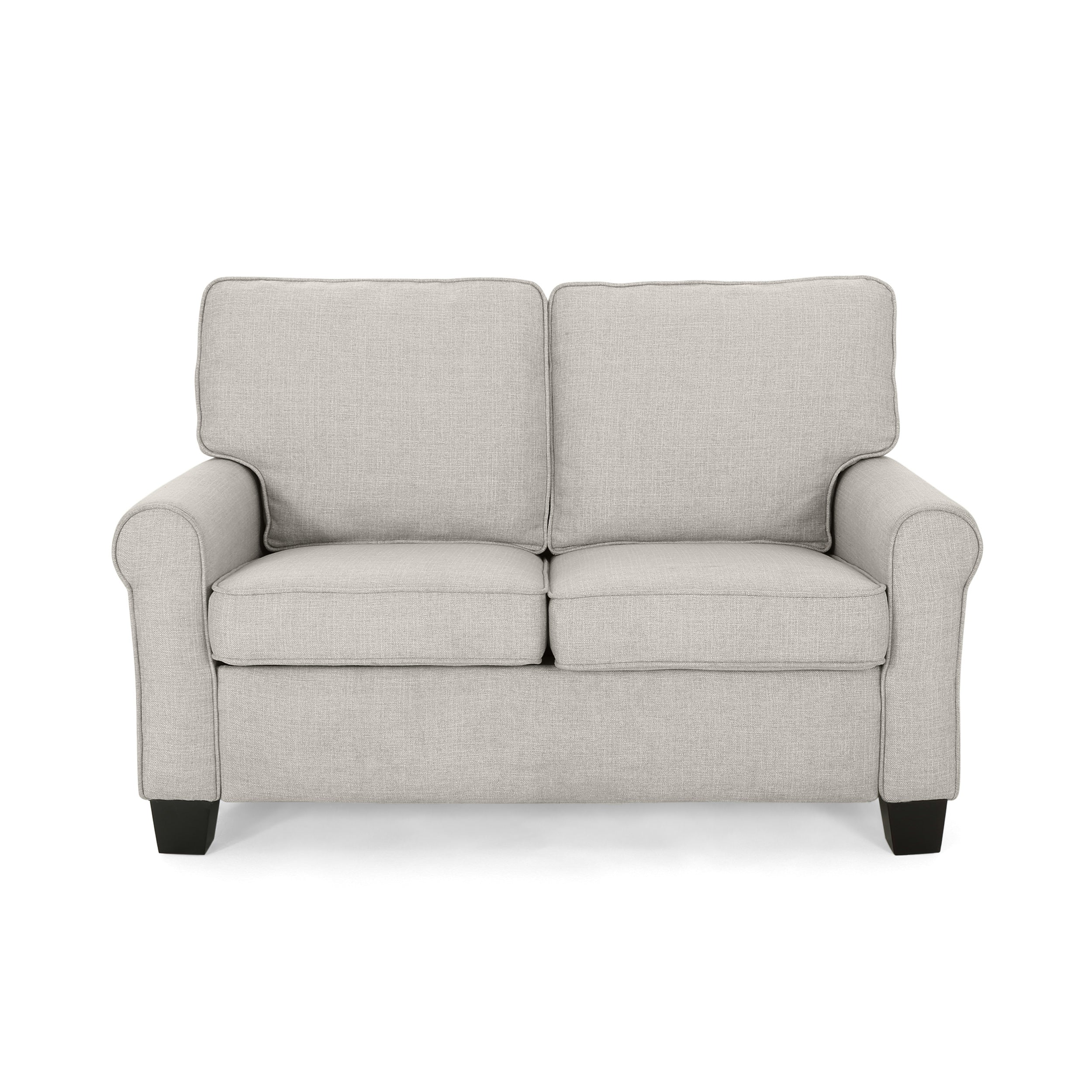 Denise Contemporary Fabric Upholstered Loveseat with Tonal Piping - furnishings