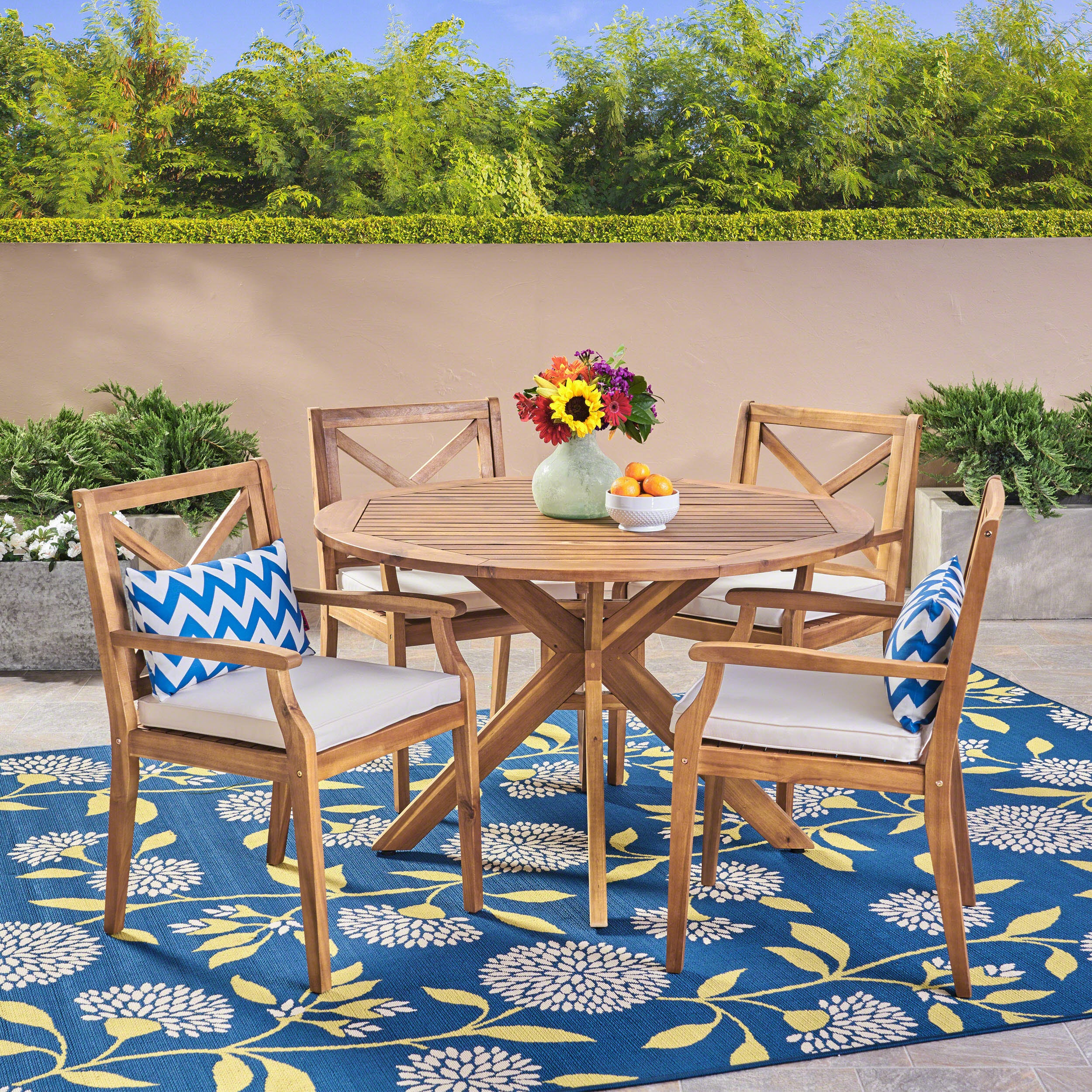 Jordan Outdoor 5 Piece Acacia Wood Dining Set - furnishings