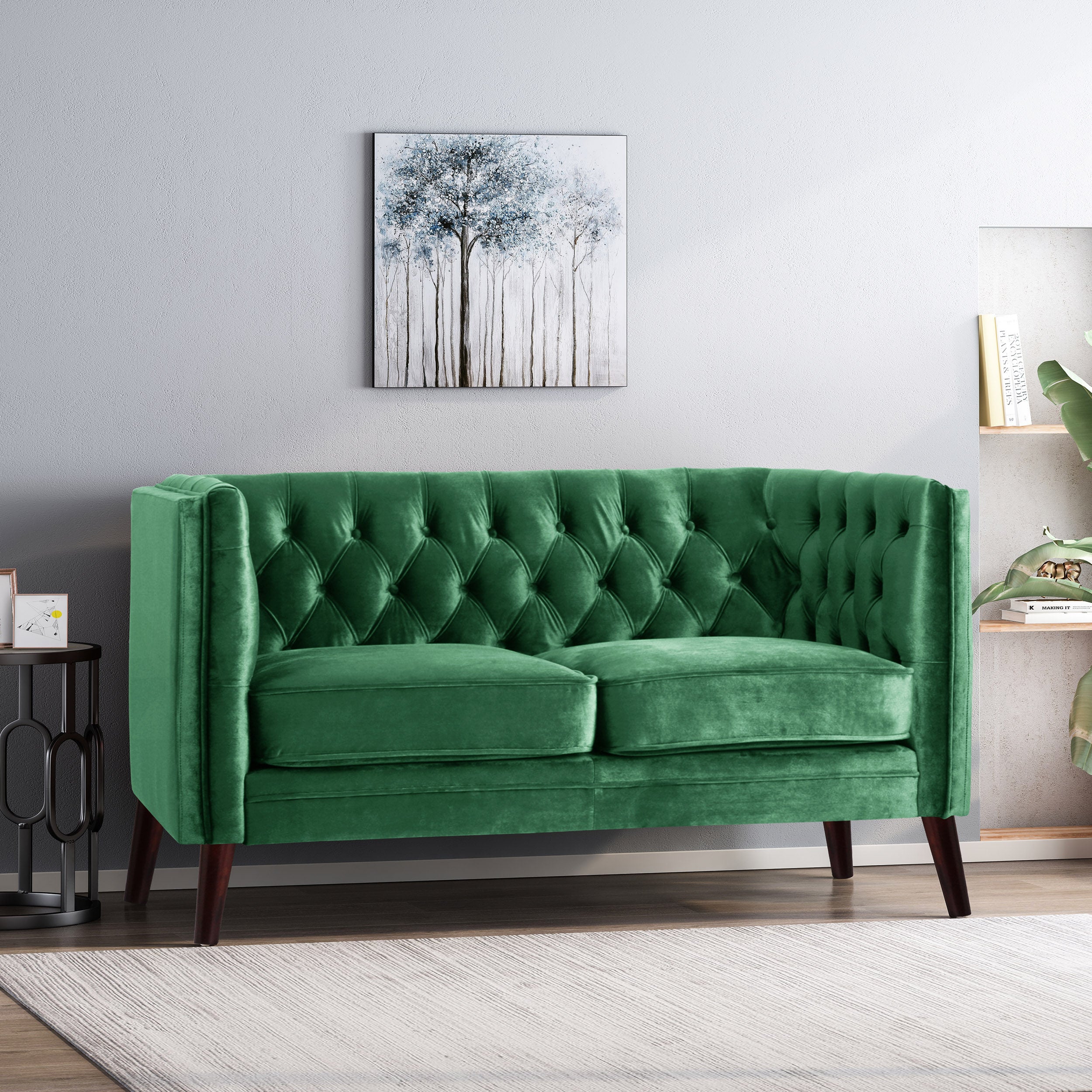 Henton Contemporary Upholstered Tufted Loveseat - furnishings