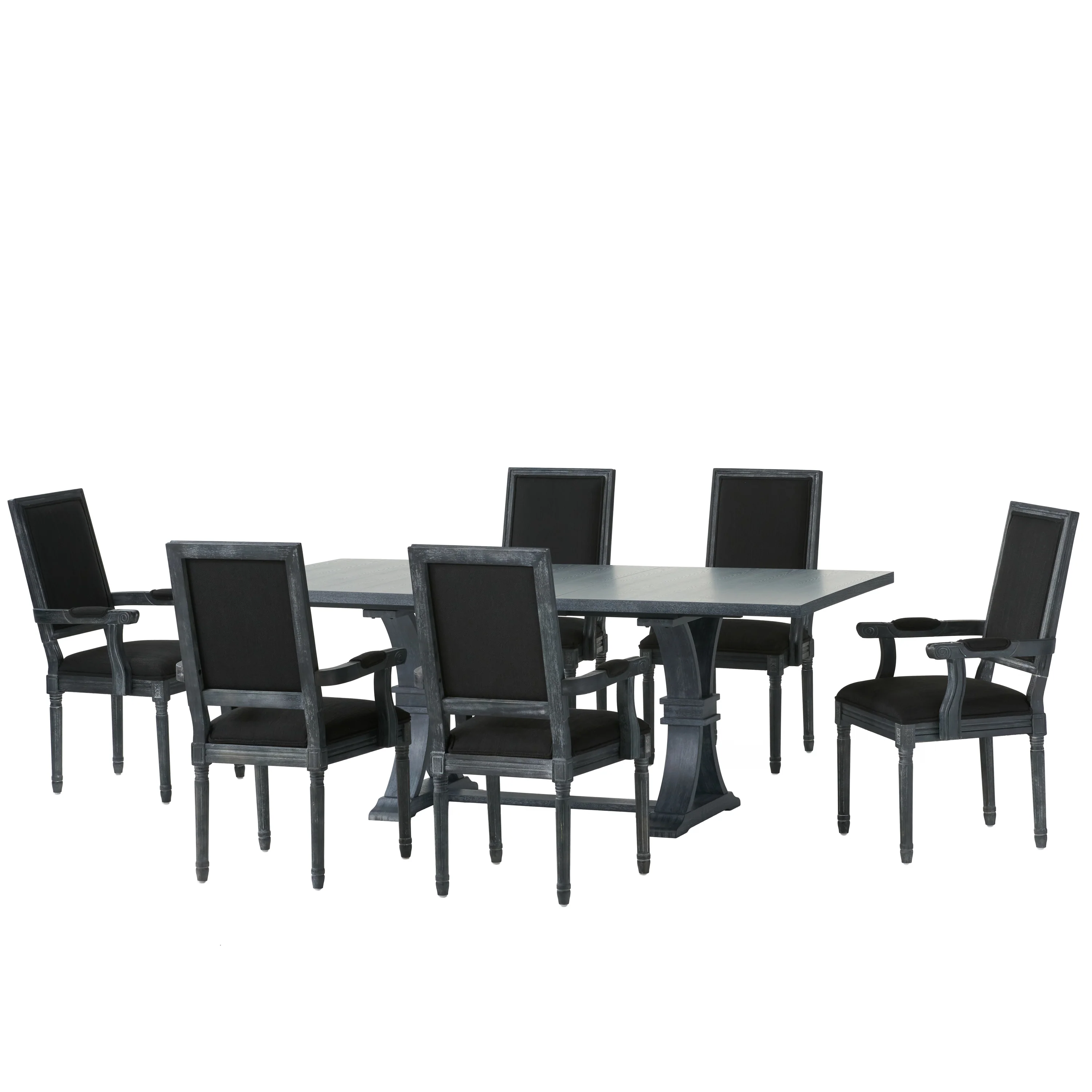 Ashlyn French Country Wood 7-Piece Expandable Dining Set - furnishings