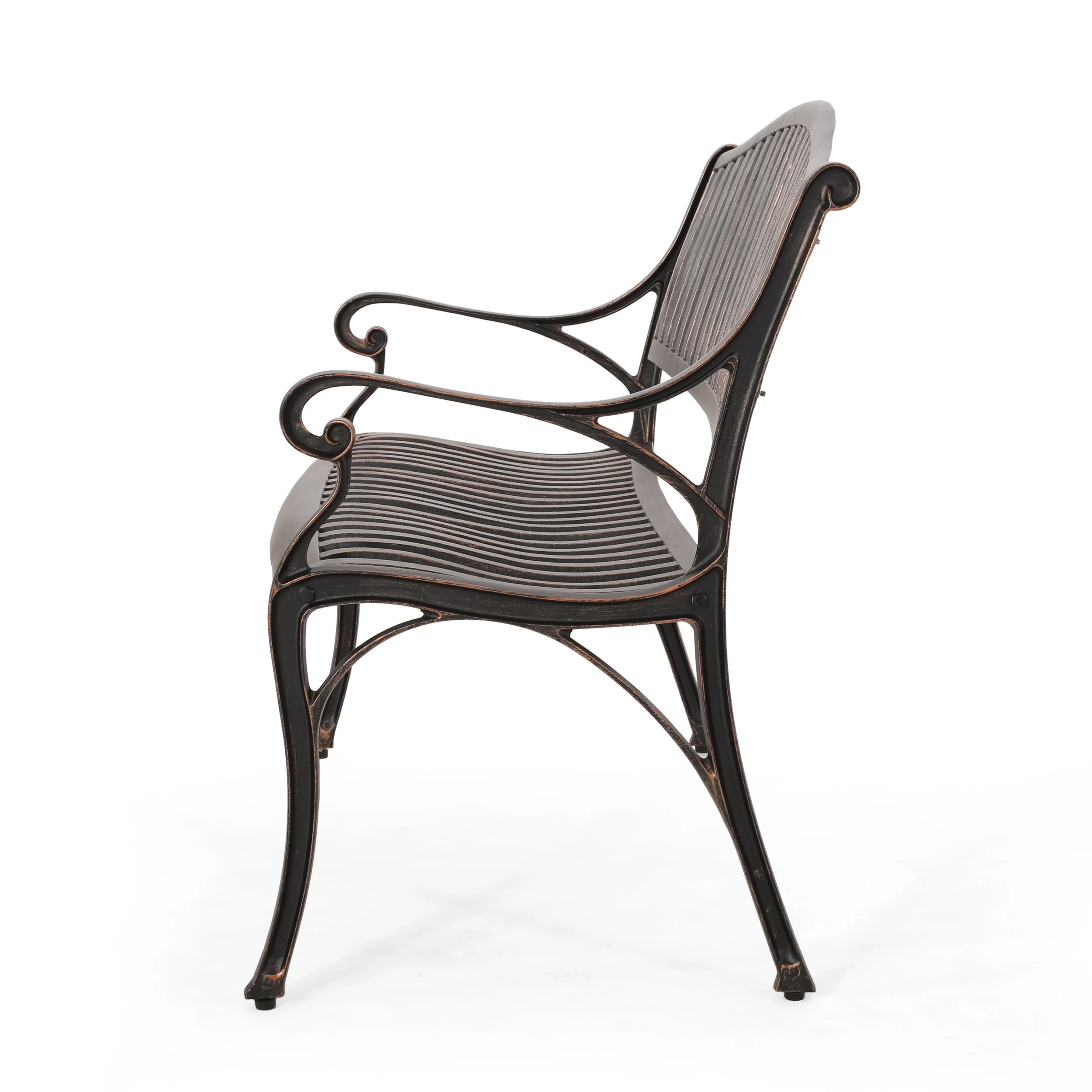 Stassi Outdoor Traditional Cast Aluminum Bench - furnishings