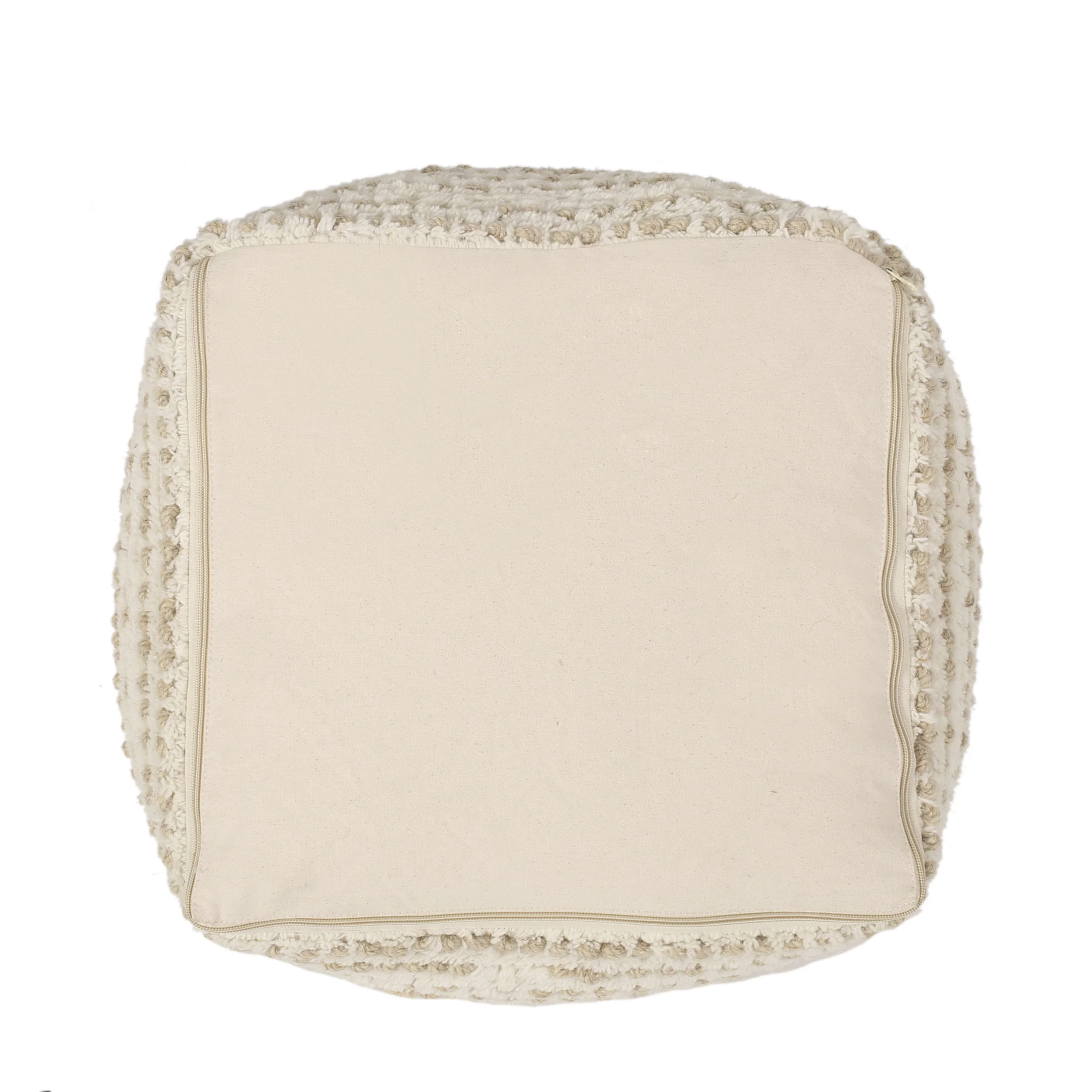Eakly Handcrafted Boho Fabric Cube Pouf - furnishings