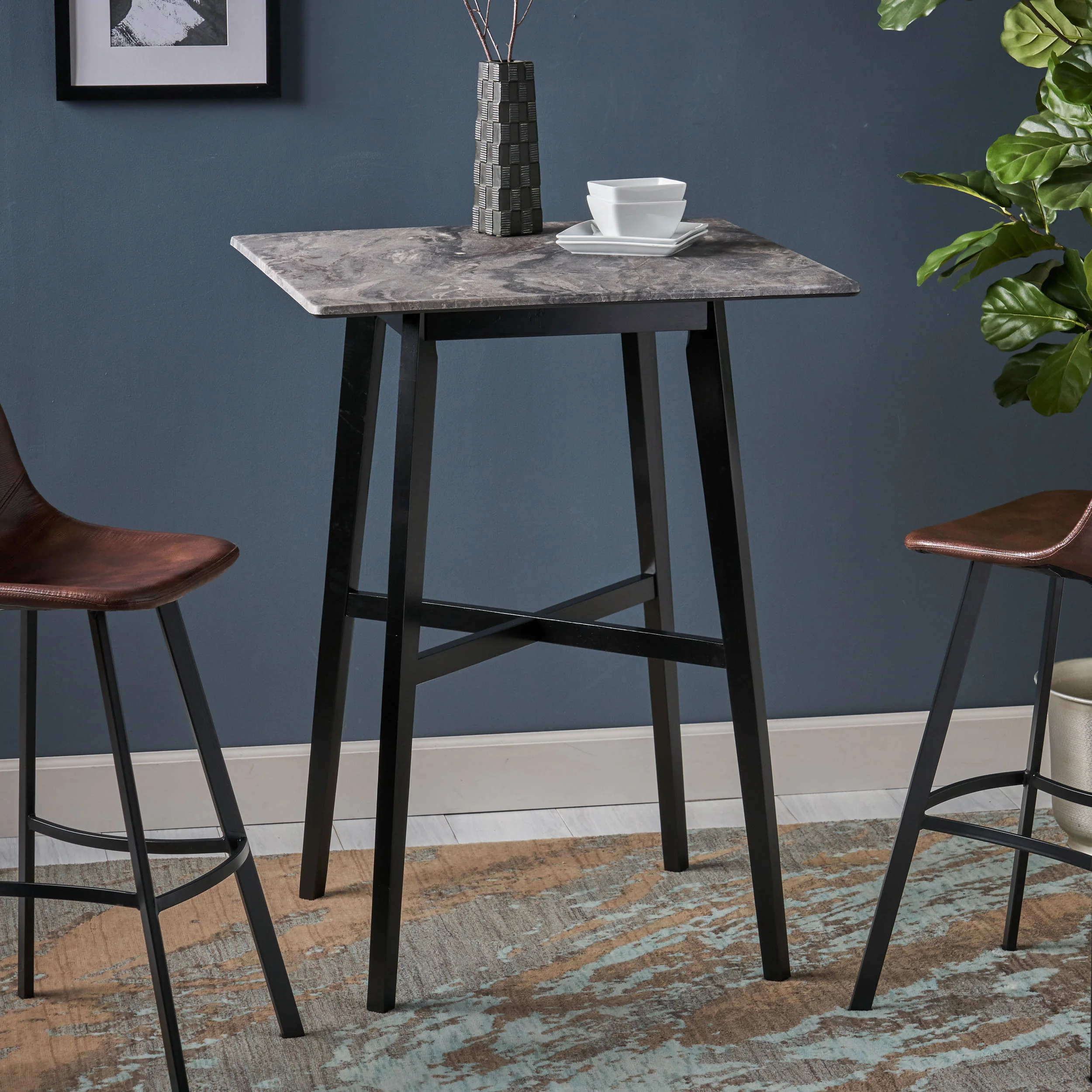 Daisy Modern Resin Square Bar Table - furnishings