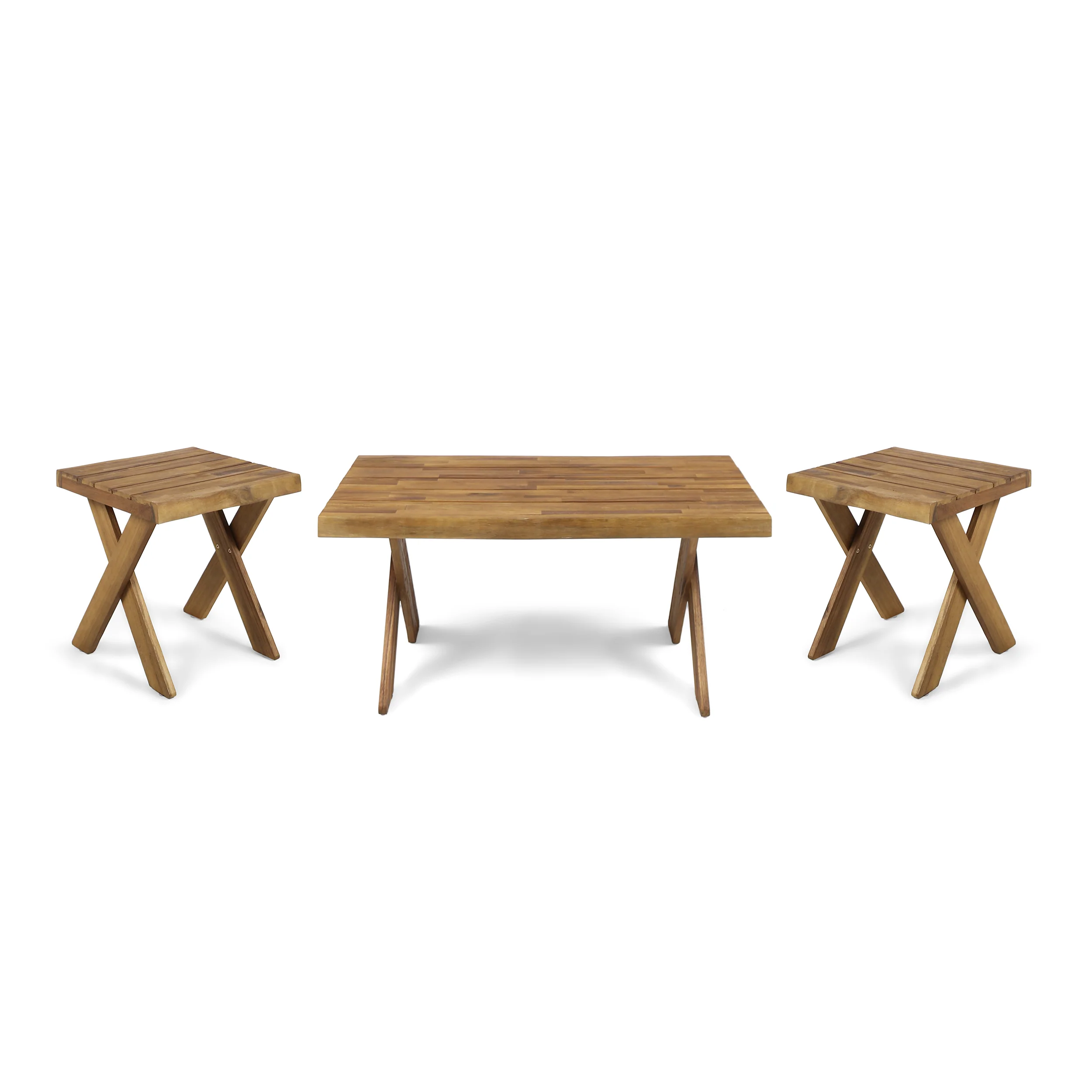 Irene Indoor Farmhouse 3 Piece Acacia Wood Table Set - furnishings
