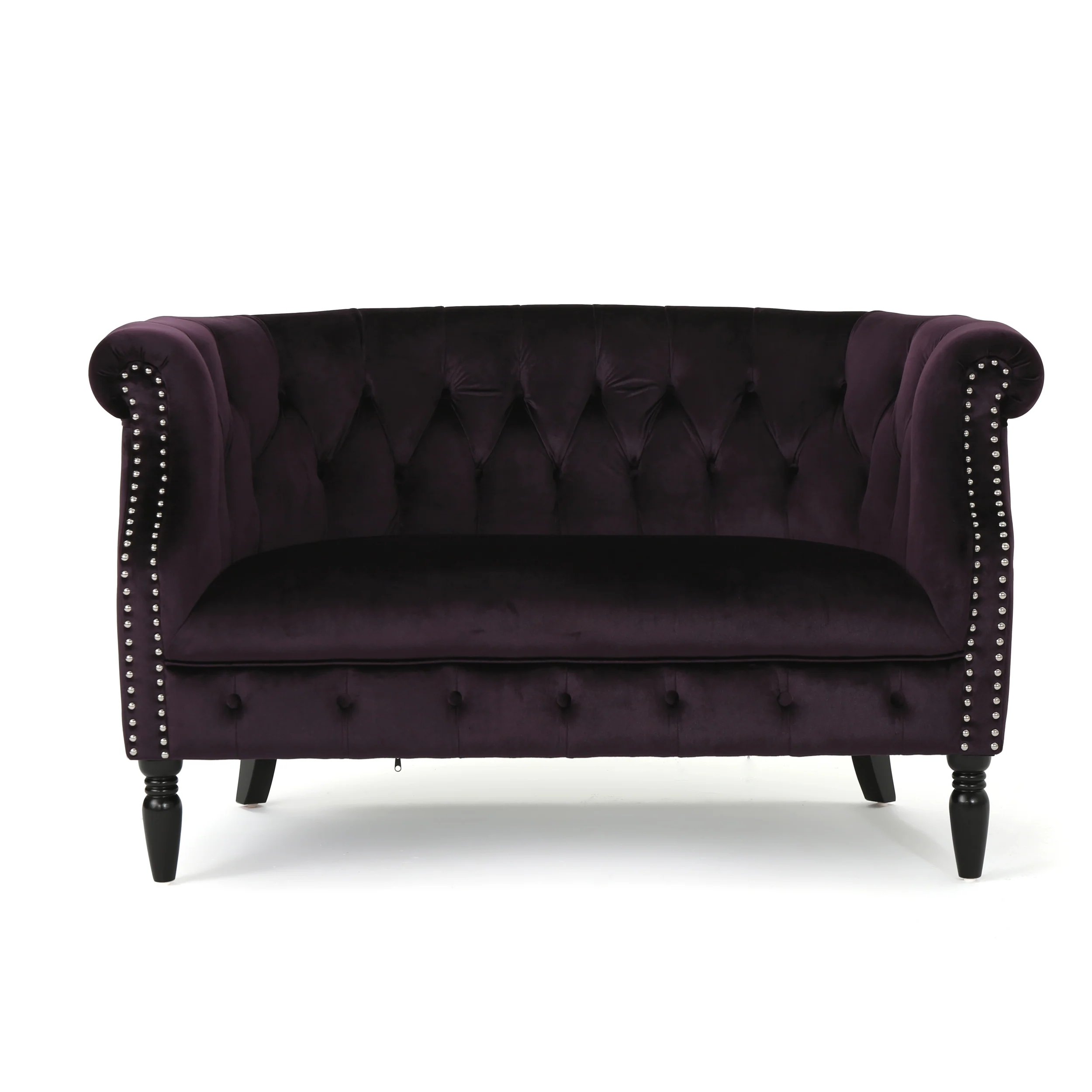 Melaina Tufted Scroll Arm New Velvet Loveseat - furnishings