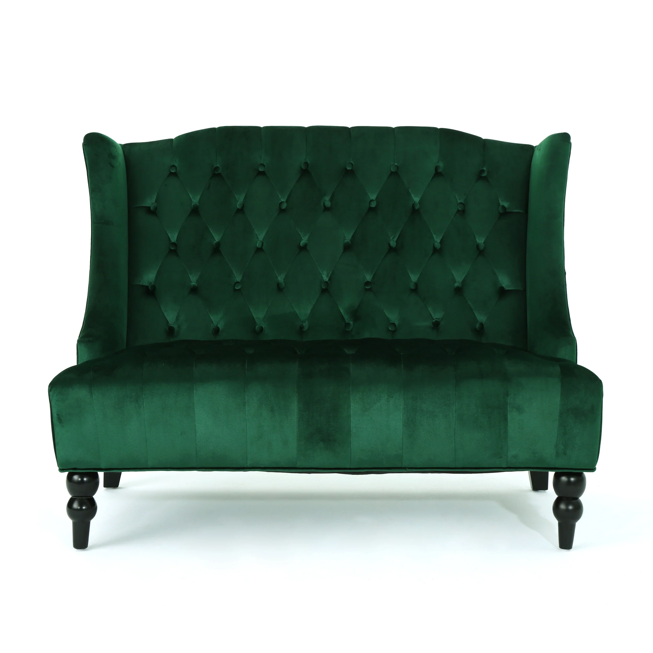 Leah French Style Tufted High Winged Back New Velvet Loveseat - furnishings