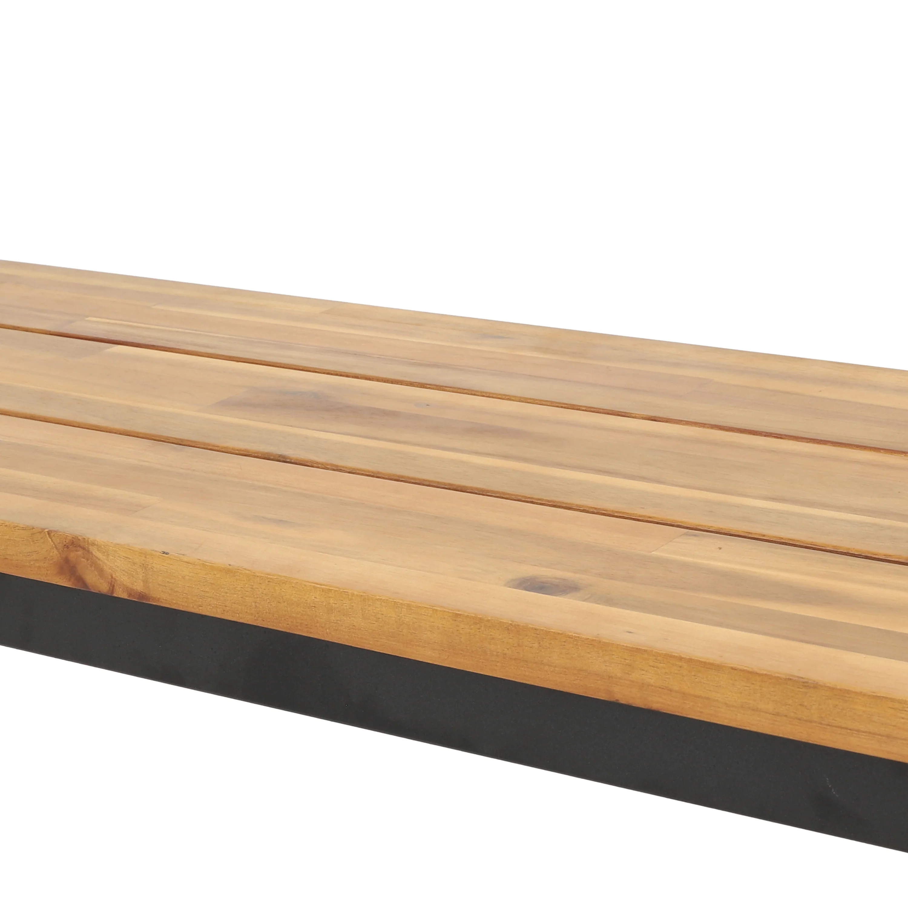 Colcord Outdoor Modern Industrial Acacia Wood 3 Piece Picnic Set, Teak and Black - furnishings