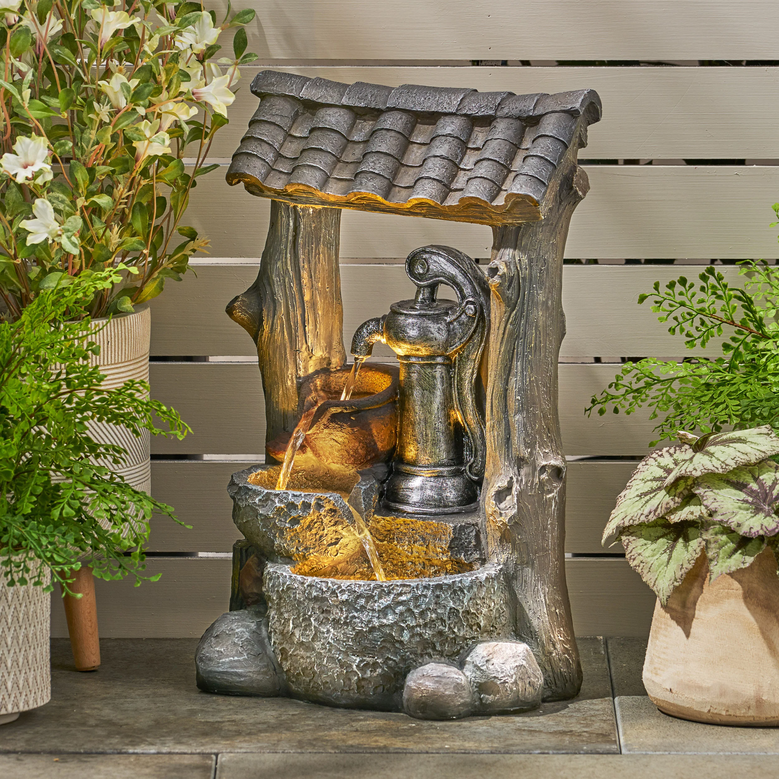 Annecy Outdoor 3 Tier Water Pump Fountain - furnishings