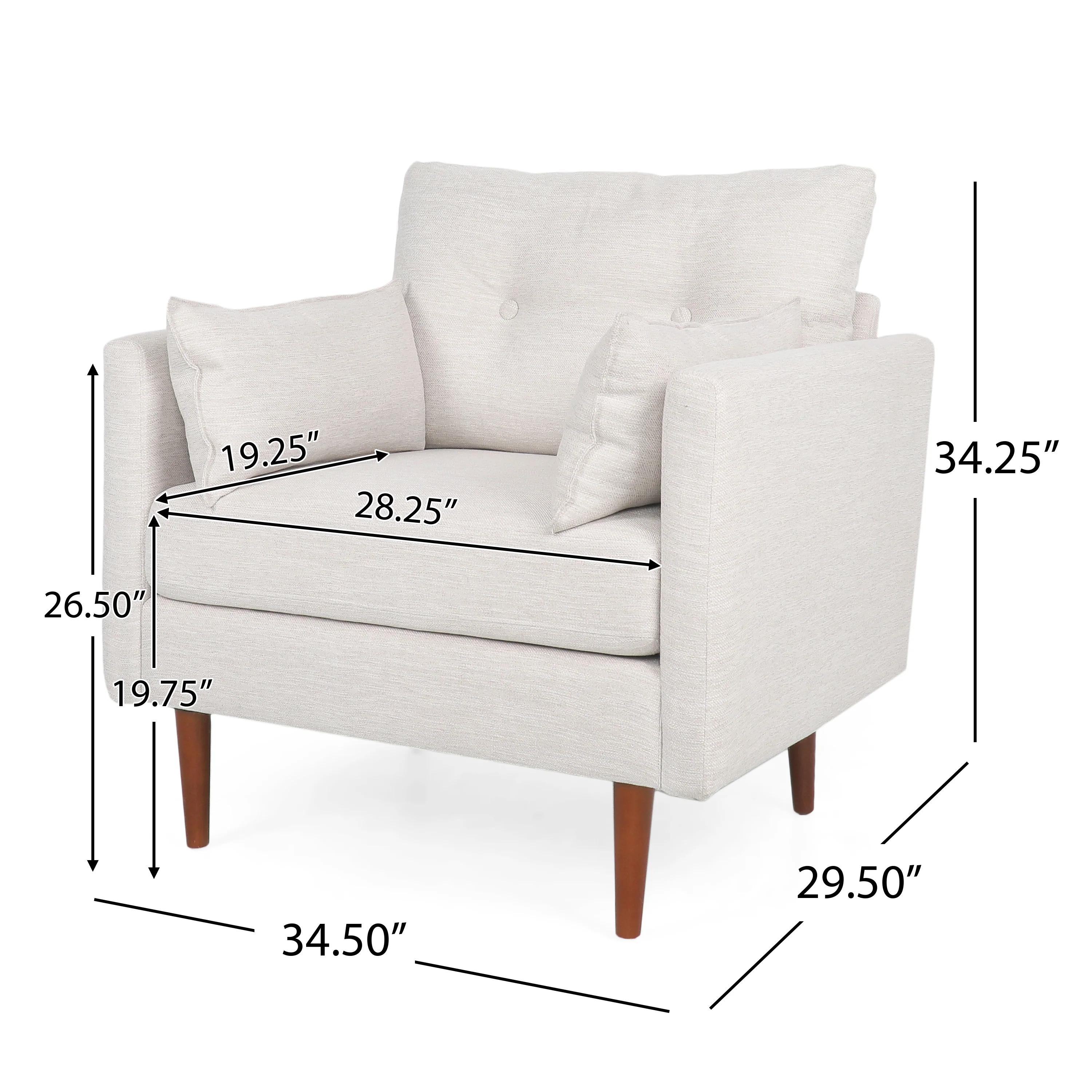 Ashuelot Mid Century Modern Fabric Tufted Club Chair with Accent Pillows - furnishings