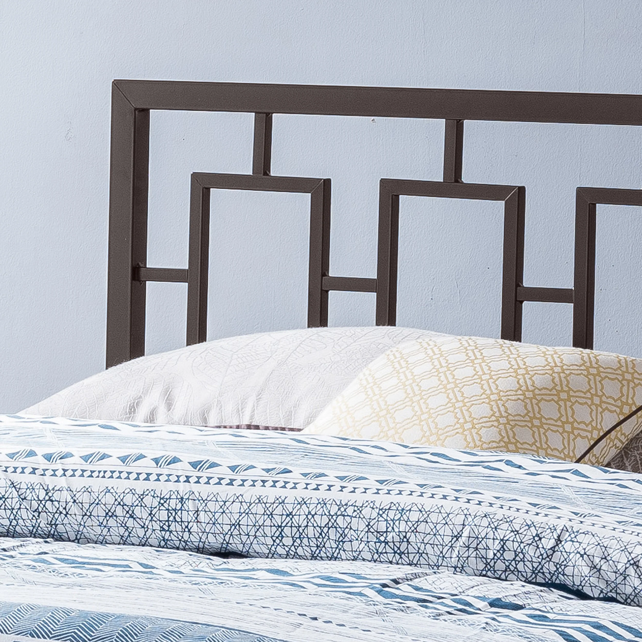 Dawn Queen-Size Geometric Platform Bed Frame, Iron, Modern, Low-Profile - furnishings