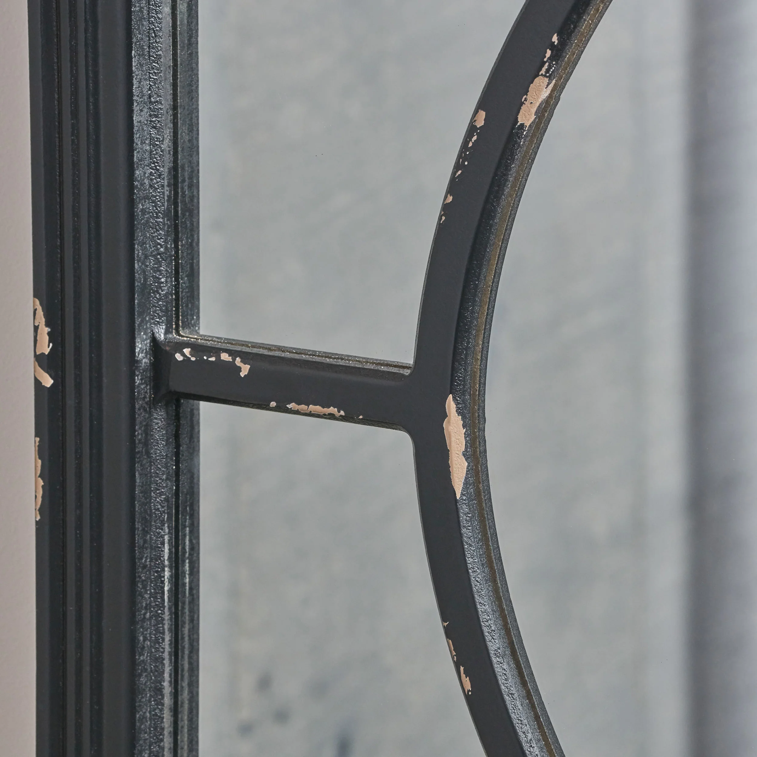 Zoe Rectangular Wooden Rustic Farmhouse Mirror, Distressed Black Frame - furnishings