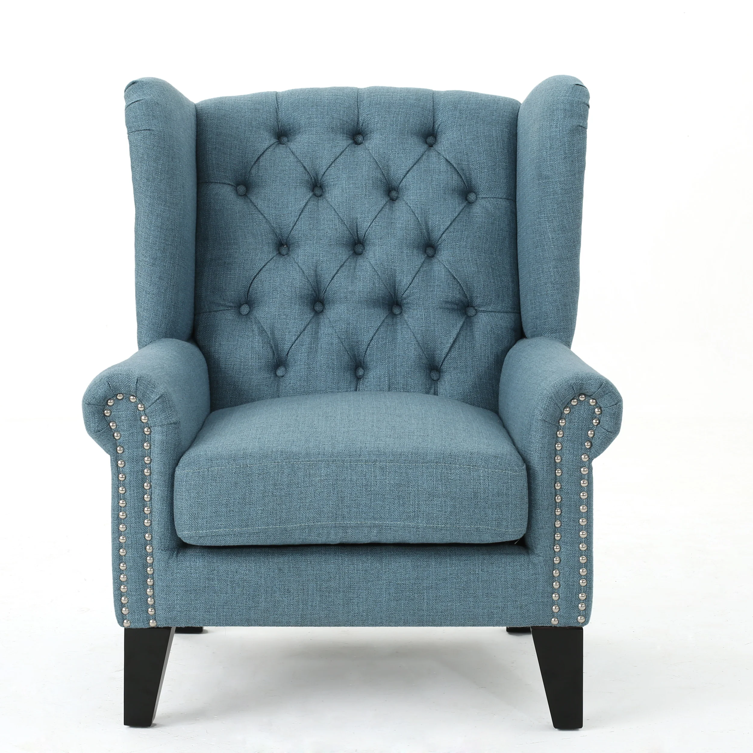 Lainie Traditional Tufted Winged Fabric Accent Chair - furnishings