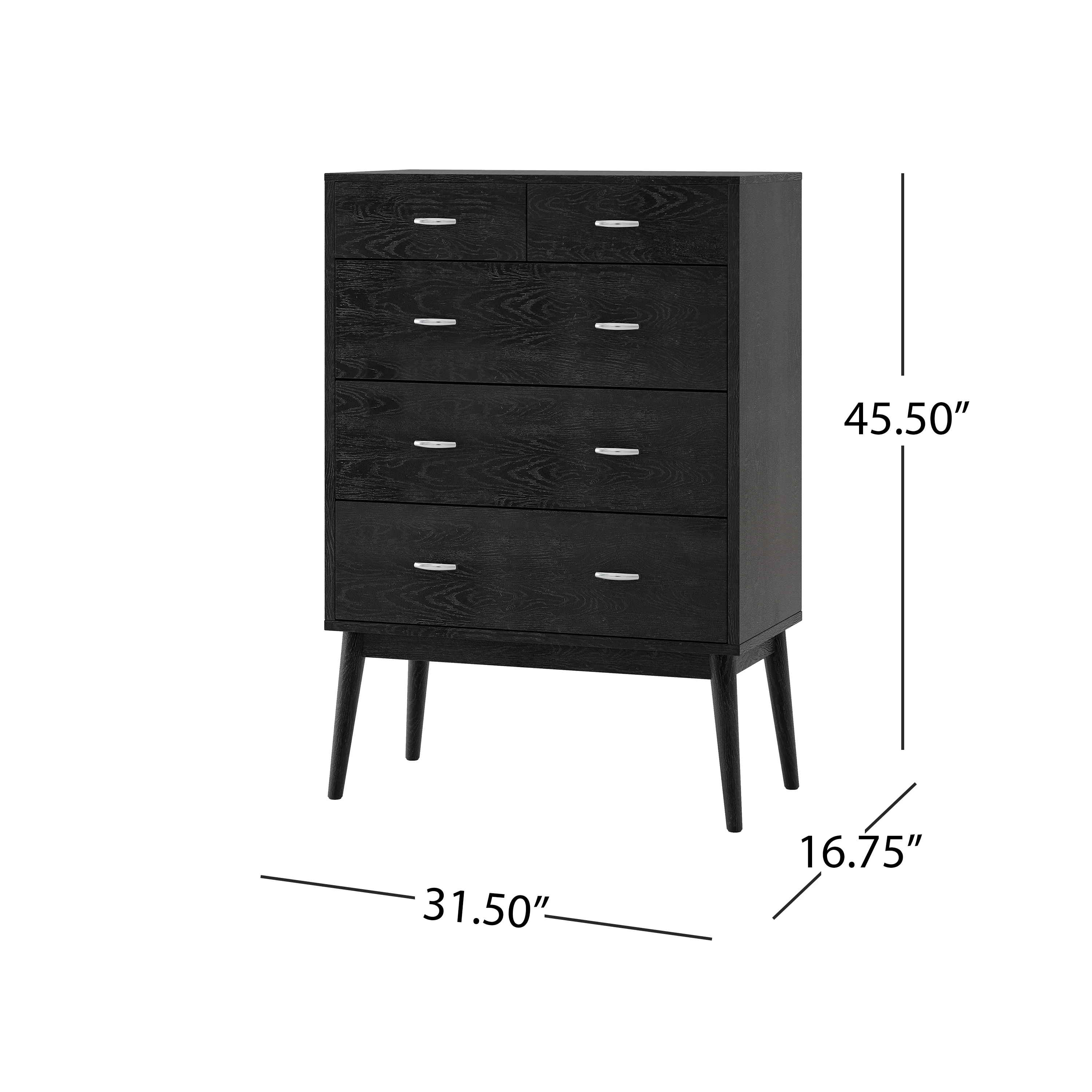 Wilbur Mid Century Modern Wooden 5 Drawer Dresser - furnishings