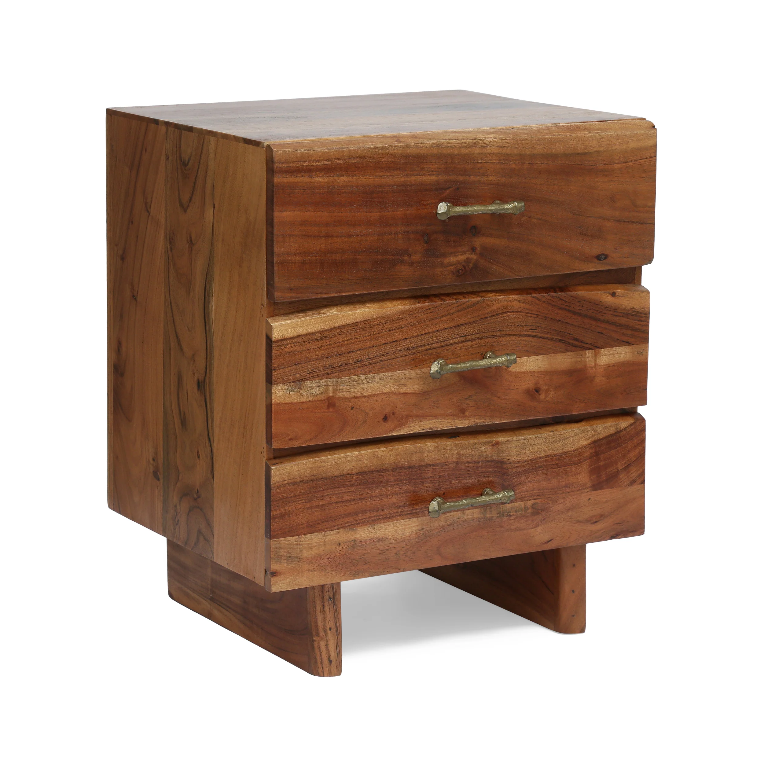 Tift Terrell Handcrafted Boho Acacia Wood 3 Drawer Nightstand - furnishings