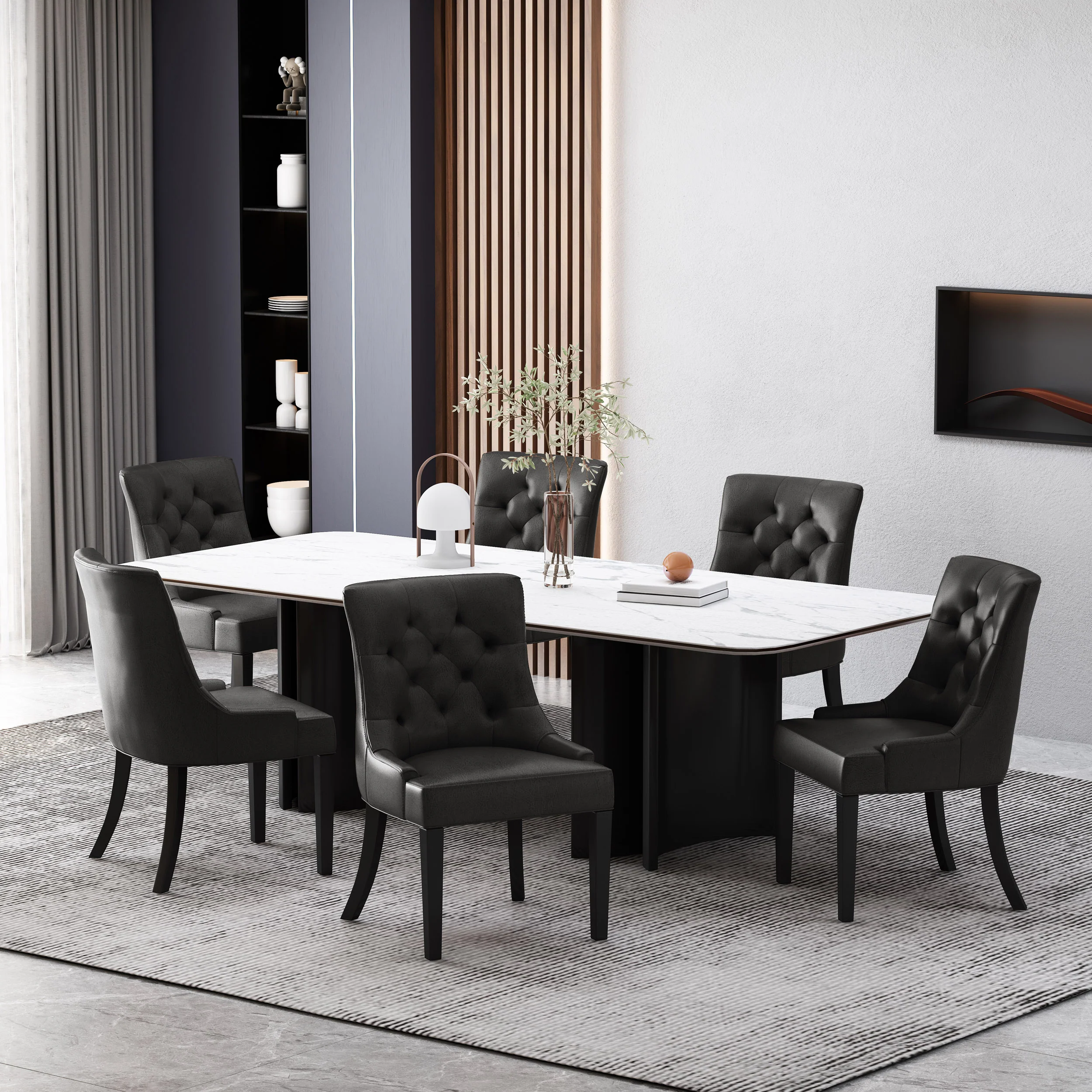 Maggie Contemporary Tufted Dining Chairs, Set of 6 - furnishings