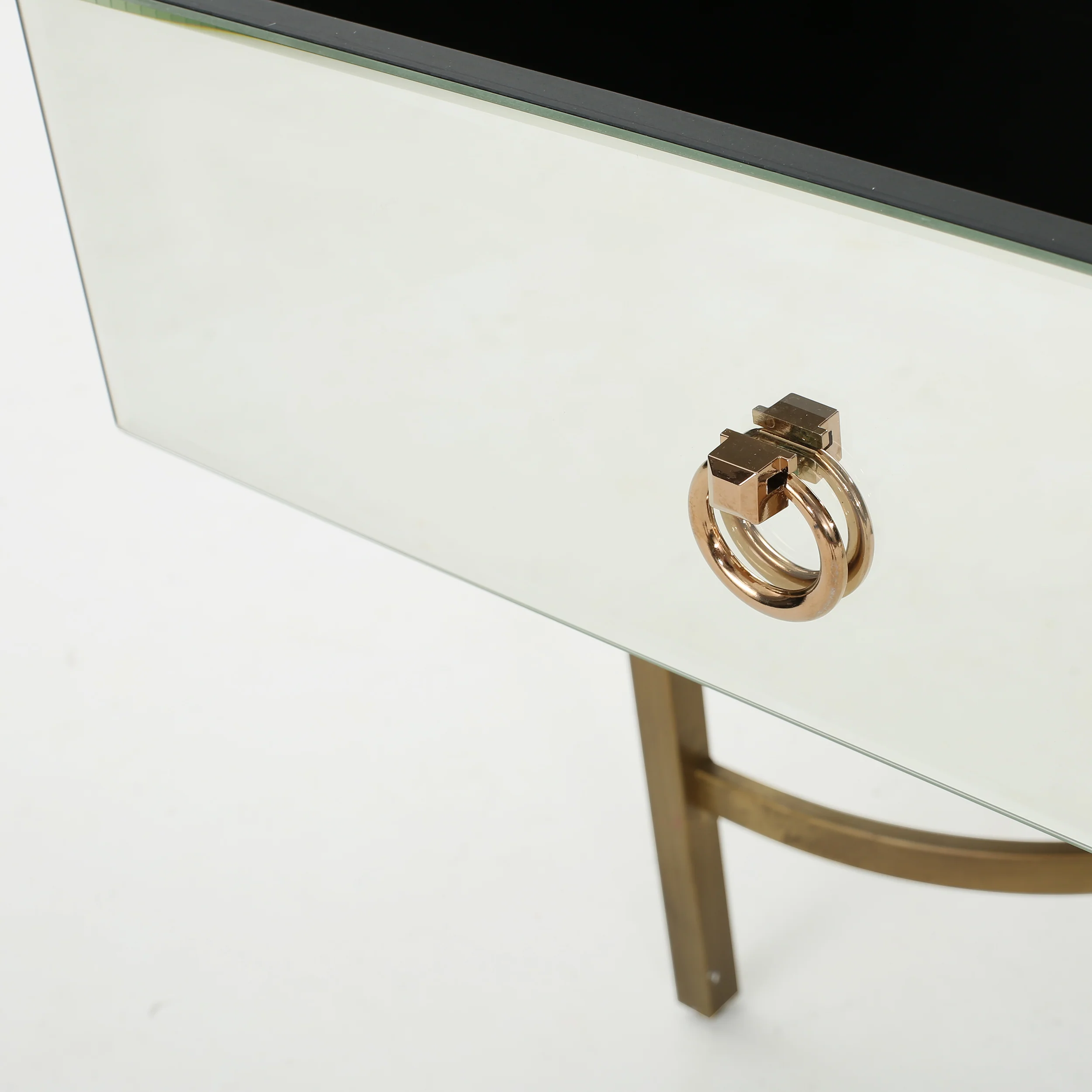 Siryen Modern Mirror Finished Side Table with Gold Iron Accents - furnishings