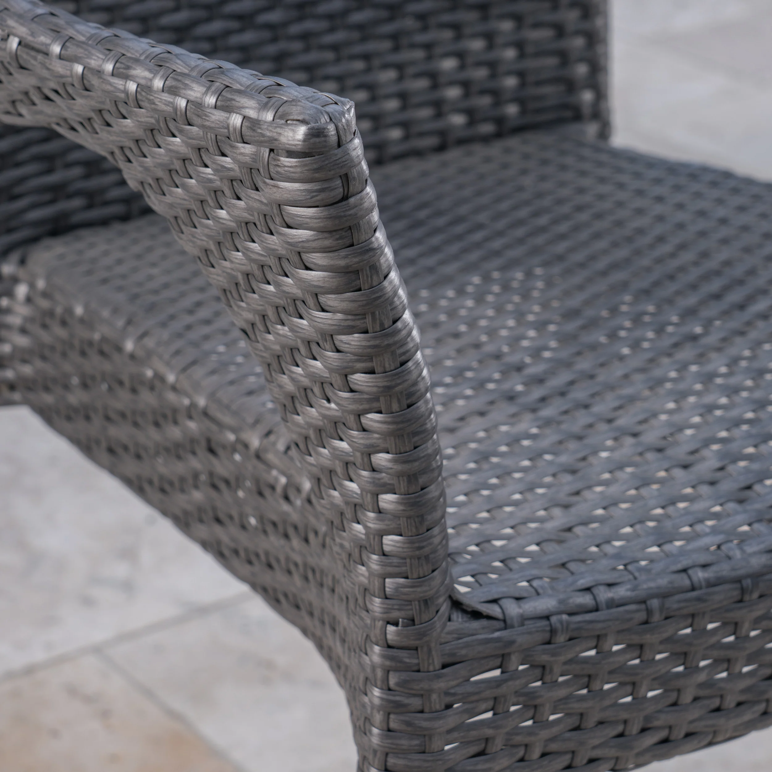 Rosy Outdoor 7 Piece Wicker Hexagon Dining Set with Stacking Chairs - furnishings