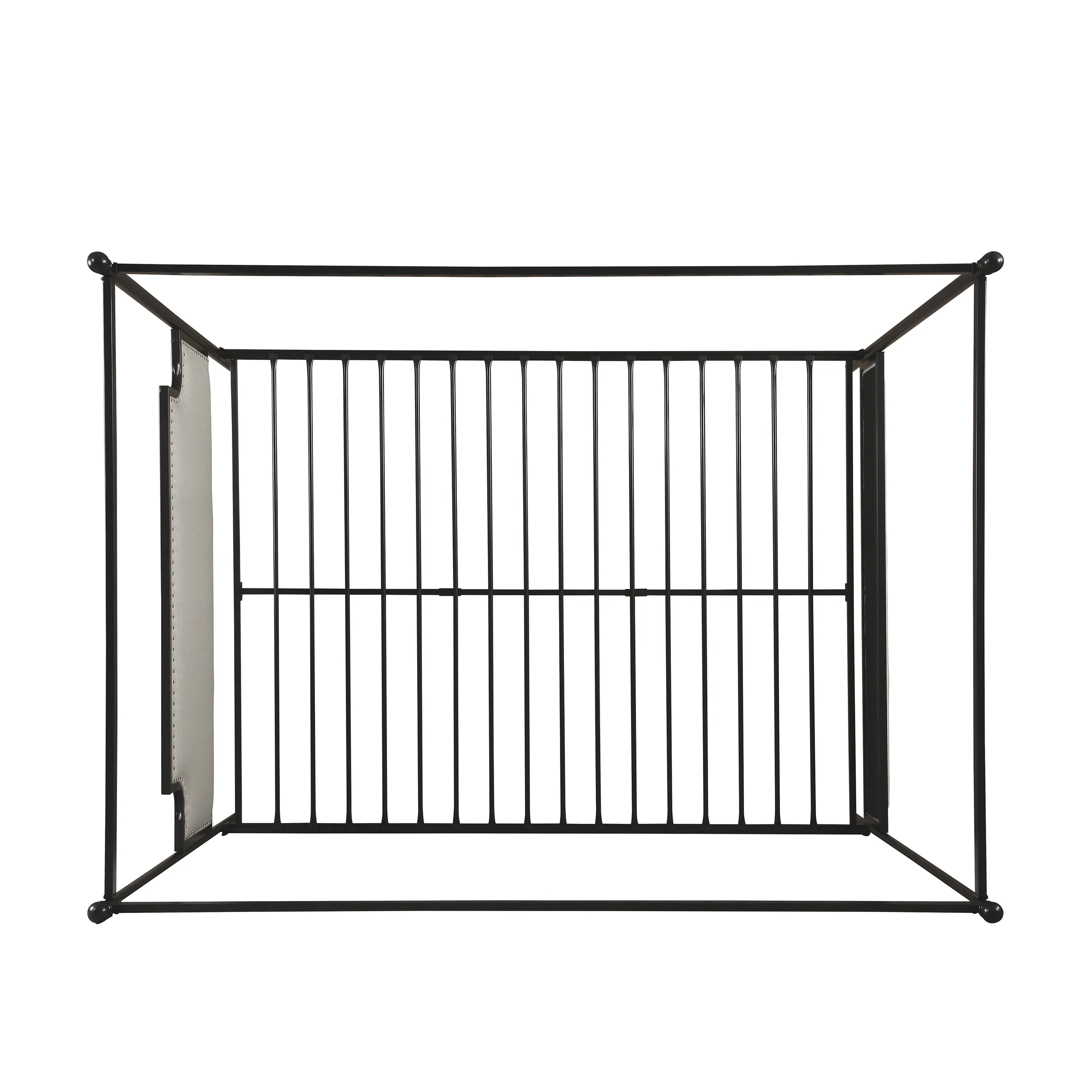 Asa Queen Size Iron Canopy Bed Frame with Upholstered Studded Headboard - furnishings