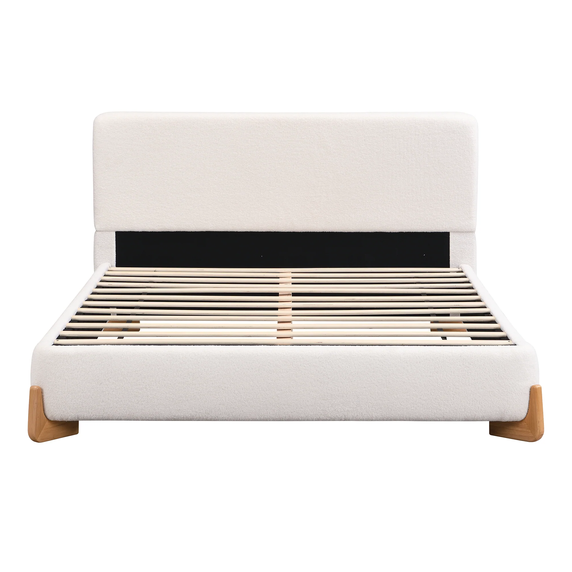 Eryndor Modern Upholstered Boucle Platform Bed with Headboard, Wood - furnishings