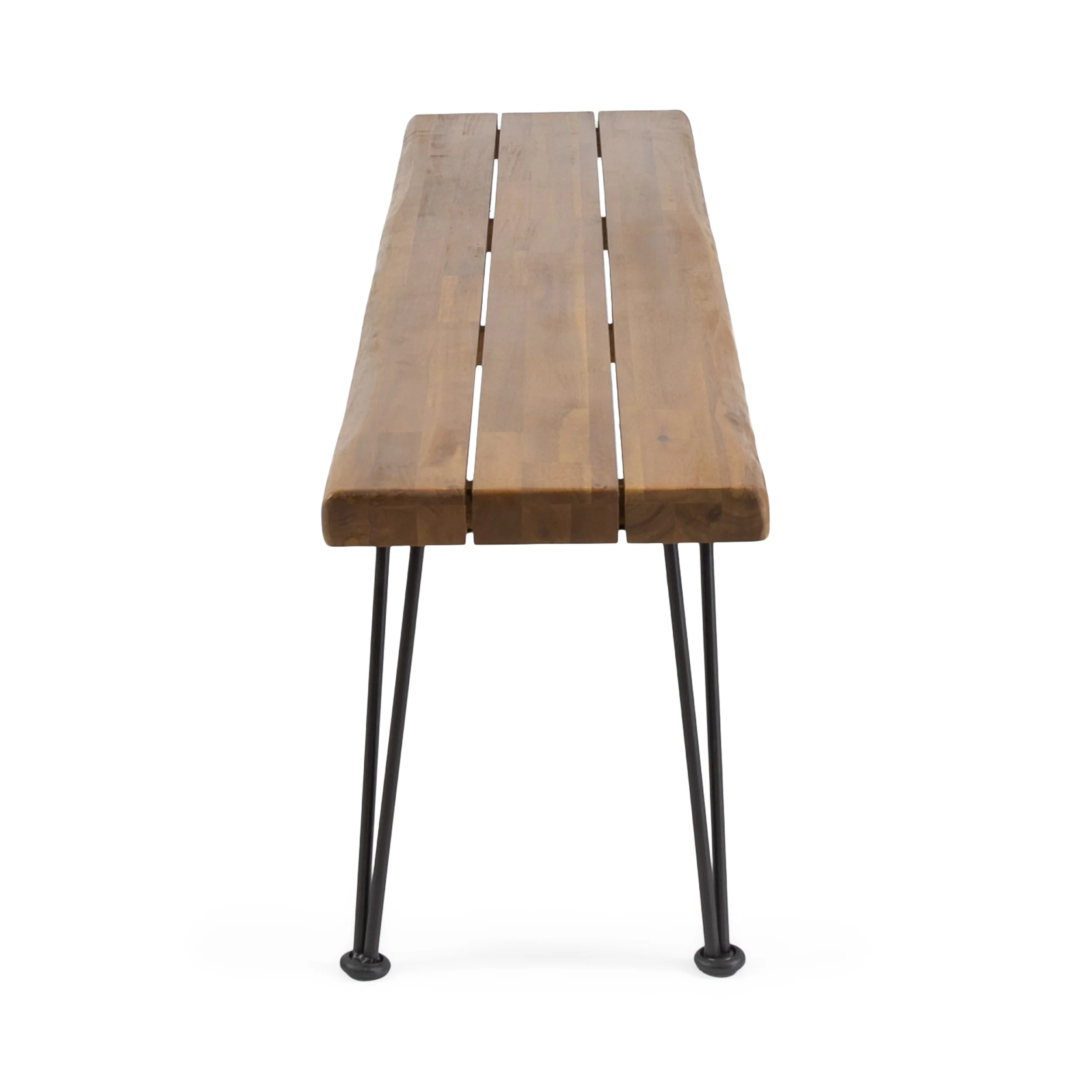 Zephyra Outdoor Modern Industrial Acacia Wood Bench with Metal Hairpin Legs - furnishings