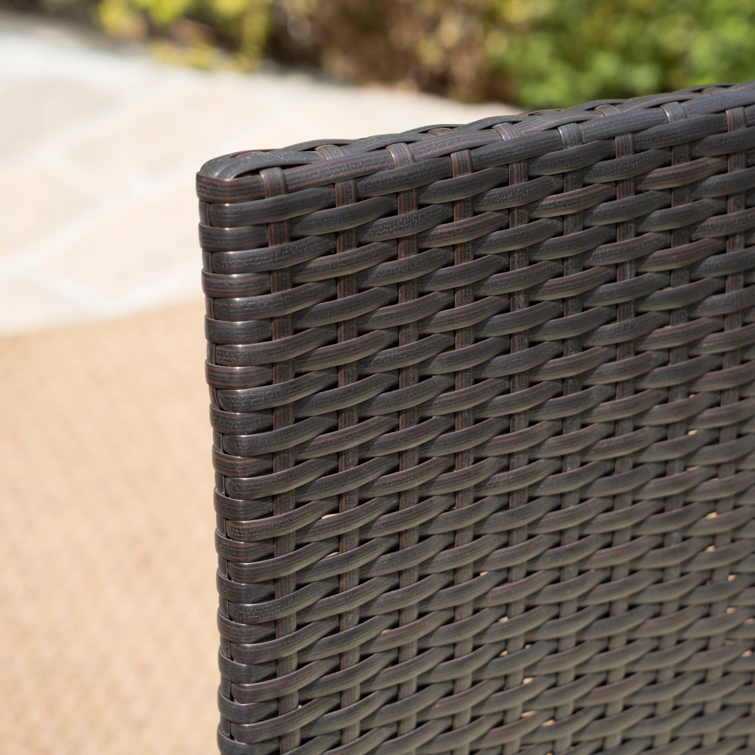 Carmela Outdoor 7pc Multibrown PE Wicker Long Dining Set - furnishings