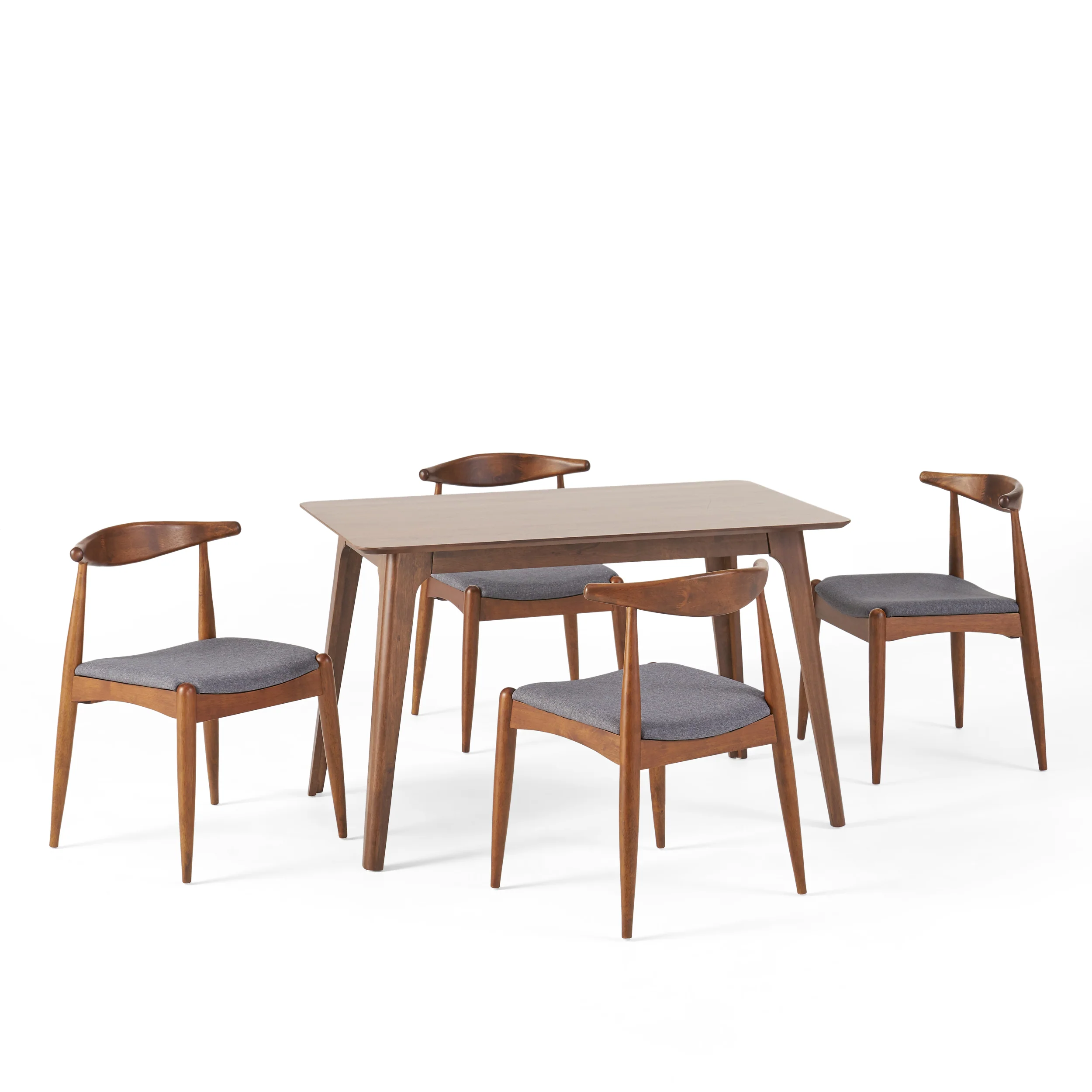 Francaise Mid-Century Walnut Finish 5 Piece Dining Set - furnishings