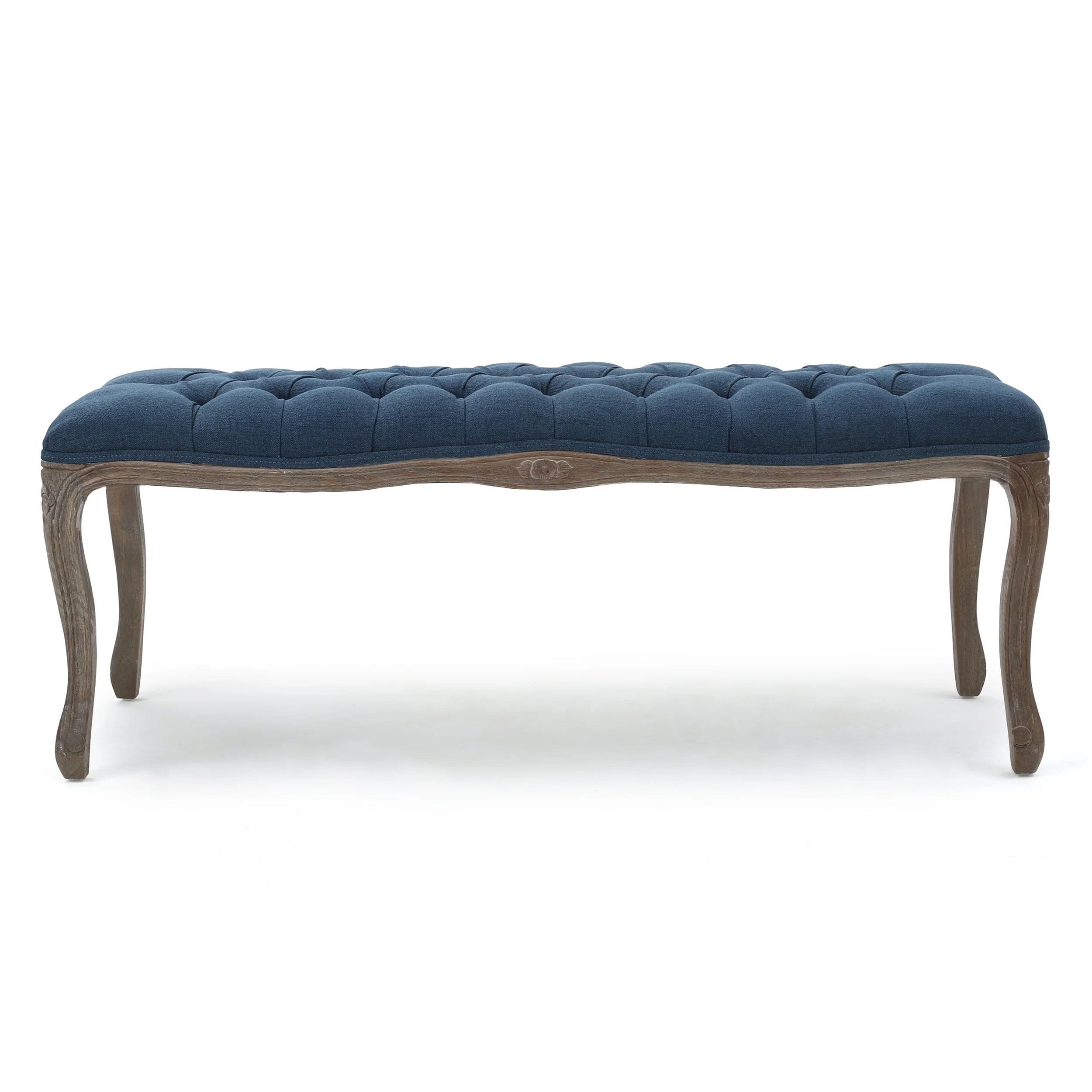 Tasette Traditional Button Tufted Fabric Bench - furnishings