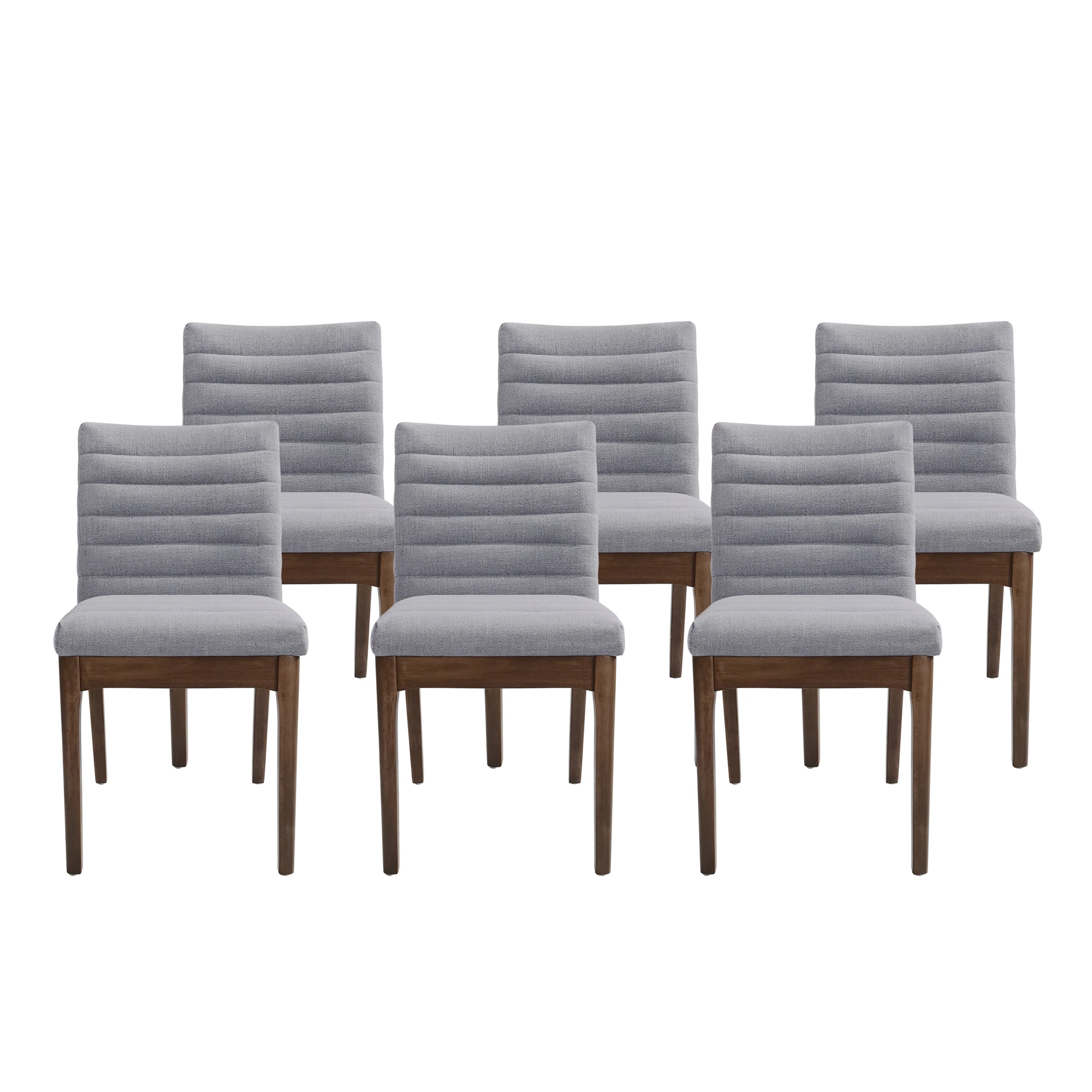 Elisson Mid Century Modern Channel Stitch Dining Chairs, Set of 6 - furnishings