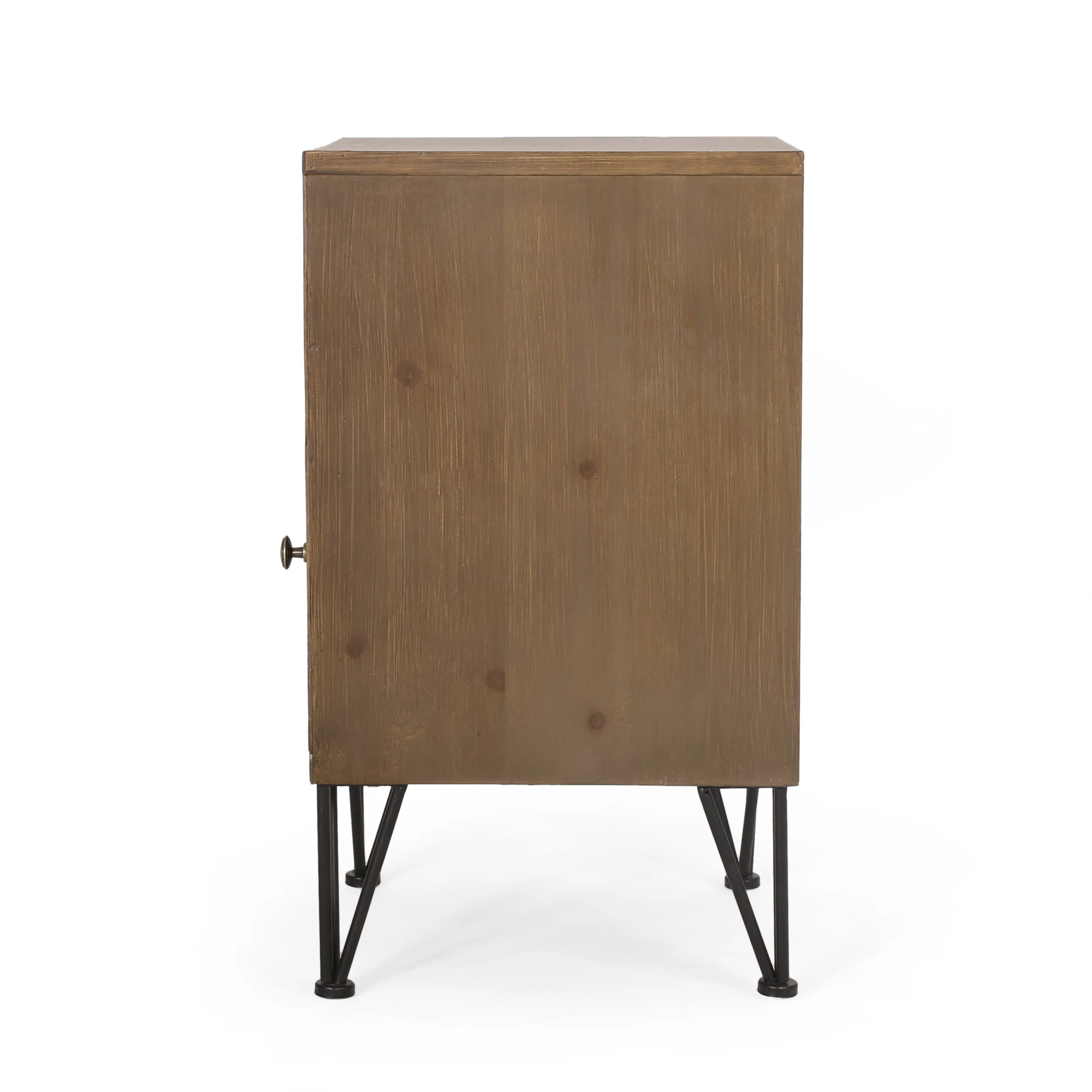 Merlack Contemporary End Table with Storage, Walnut, Natural, and Black - furnishings