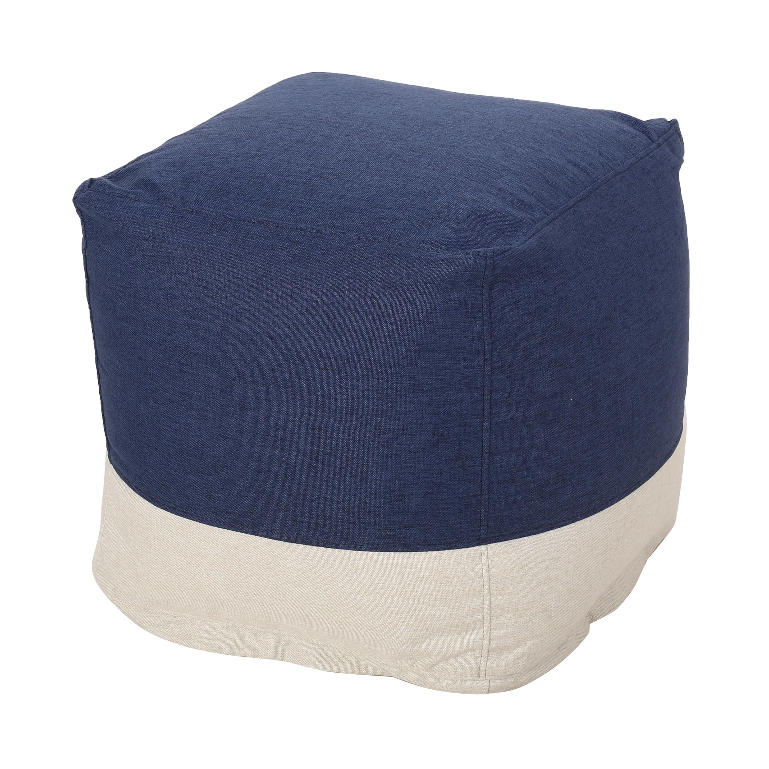 Punjab Tattnall Contemporary Two Tone Fabric Cube Pouf - furnishings