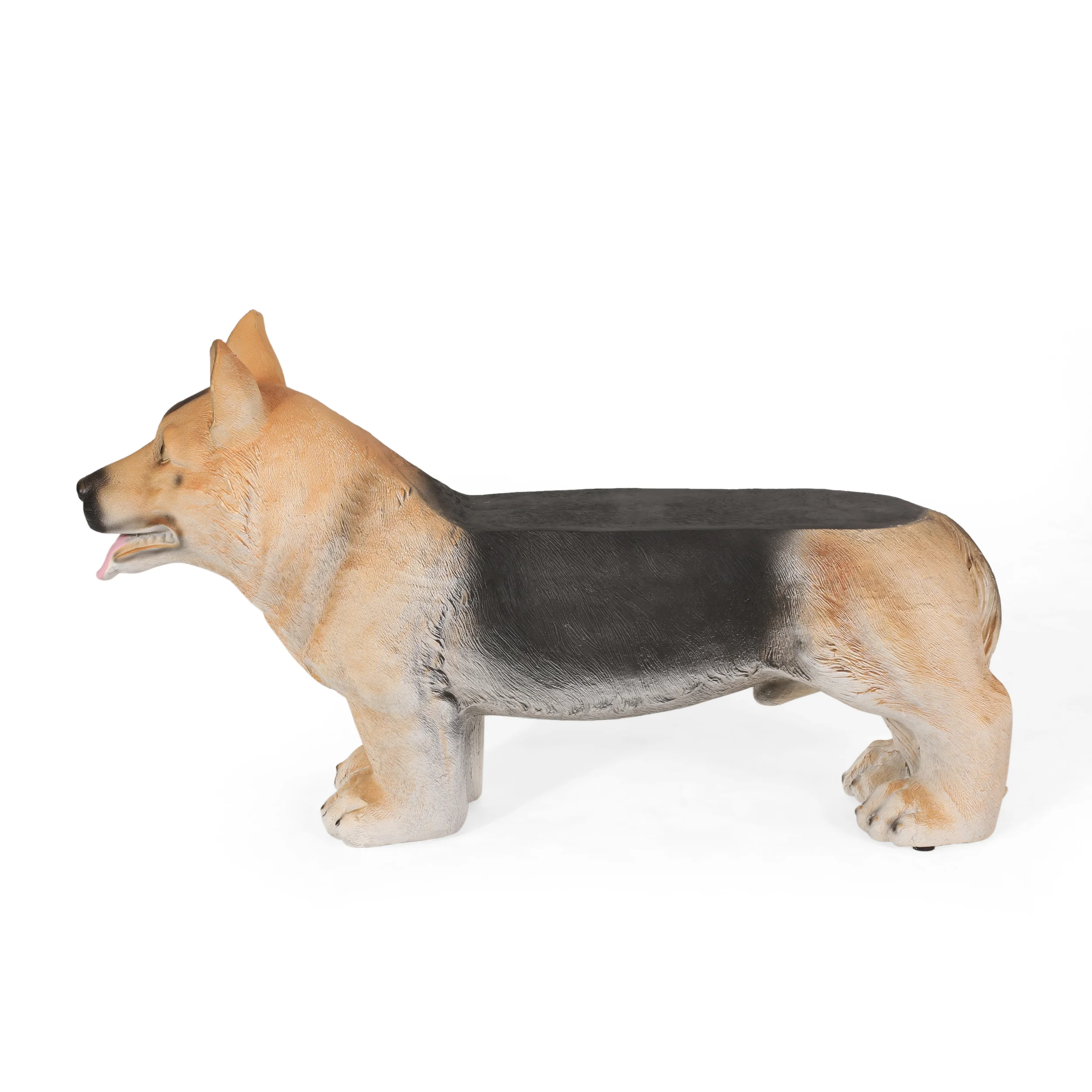 Mantua Outdoor German Shepherd Dog Garden Bench, Brown and Black - furnishings