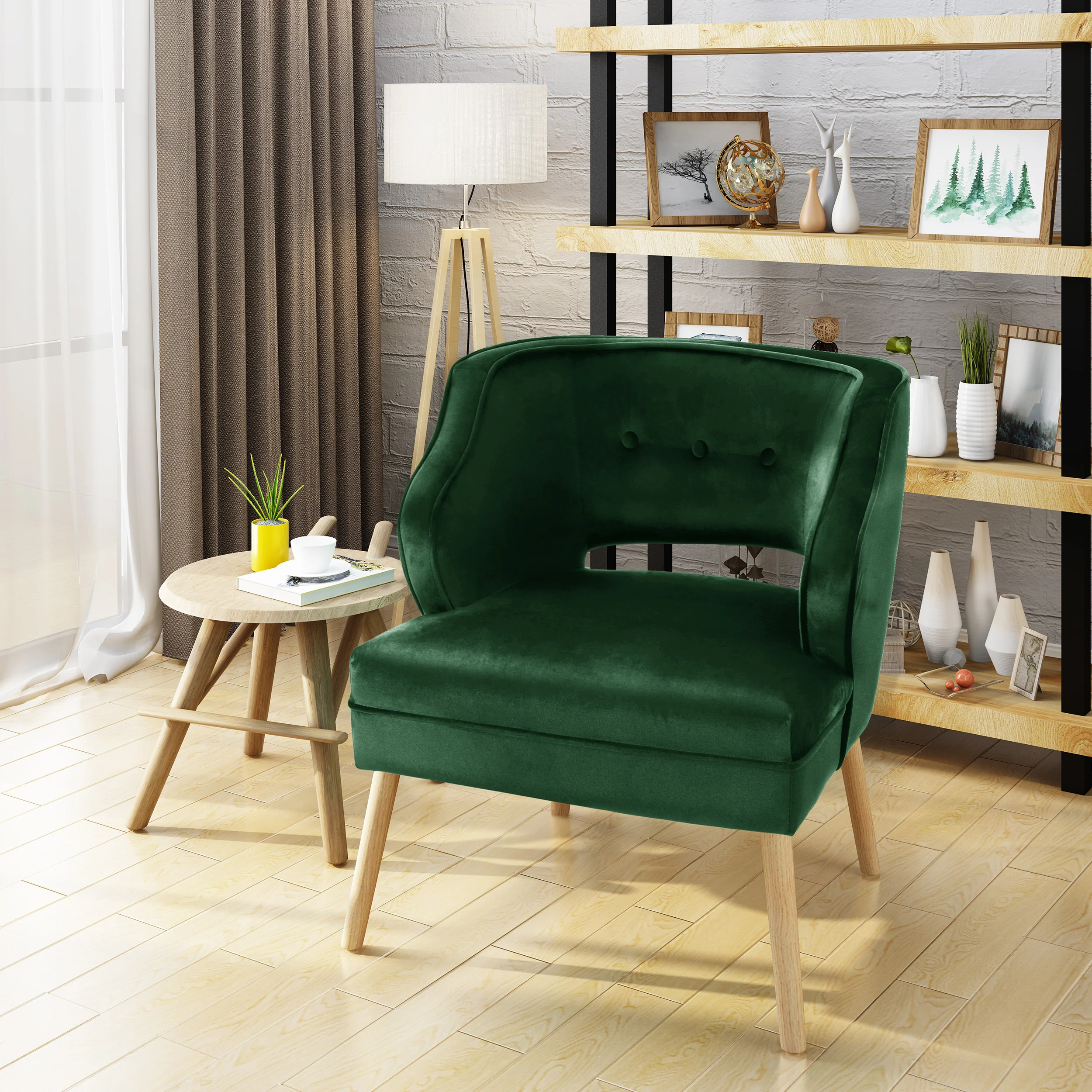 Michaela Mid Century Modern Velvet Accent Chair - furnishings