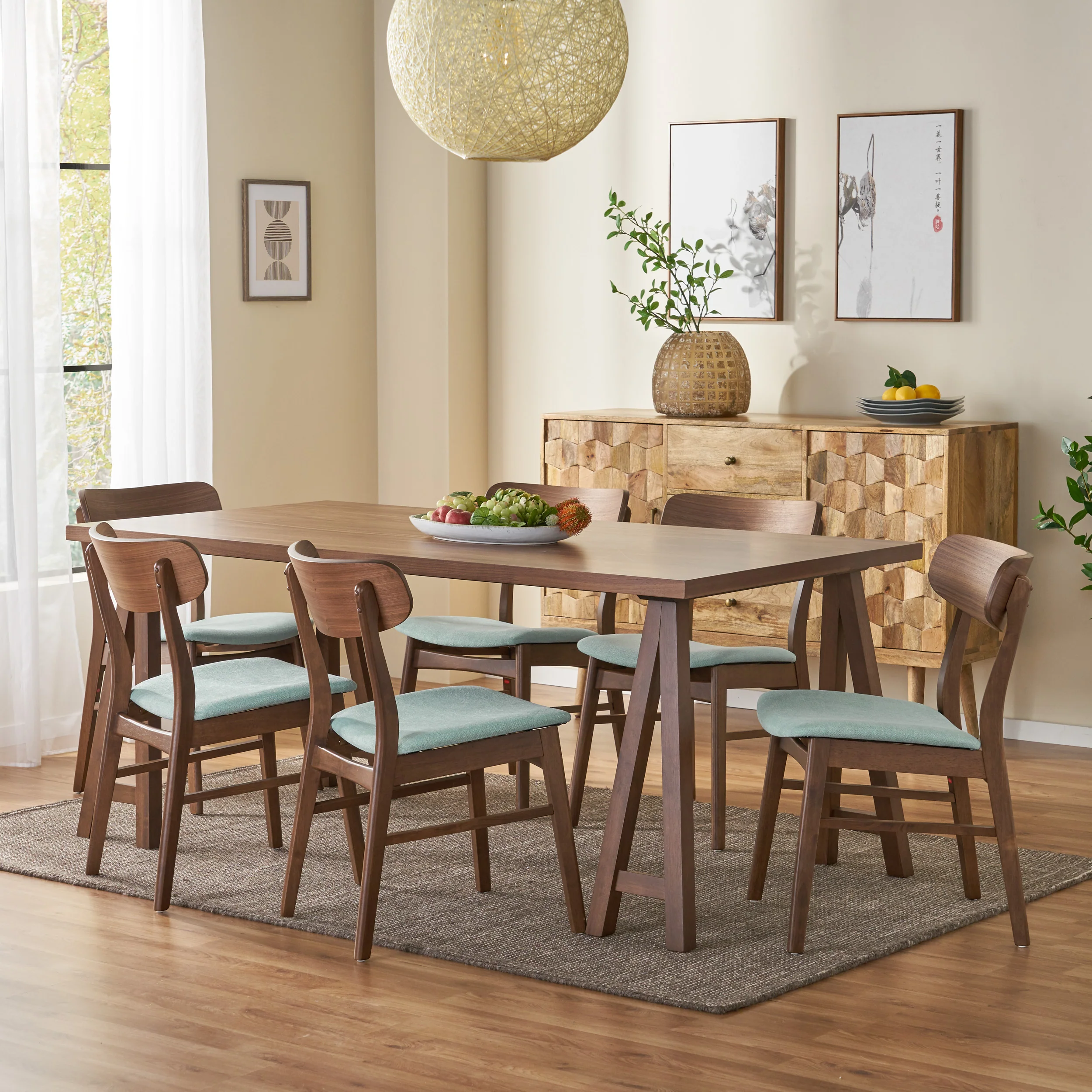 Alexis Mid-Century Modern 7 Piece Dining Set - furnishings