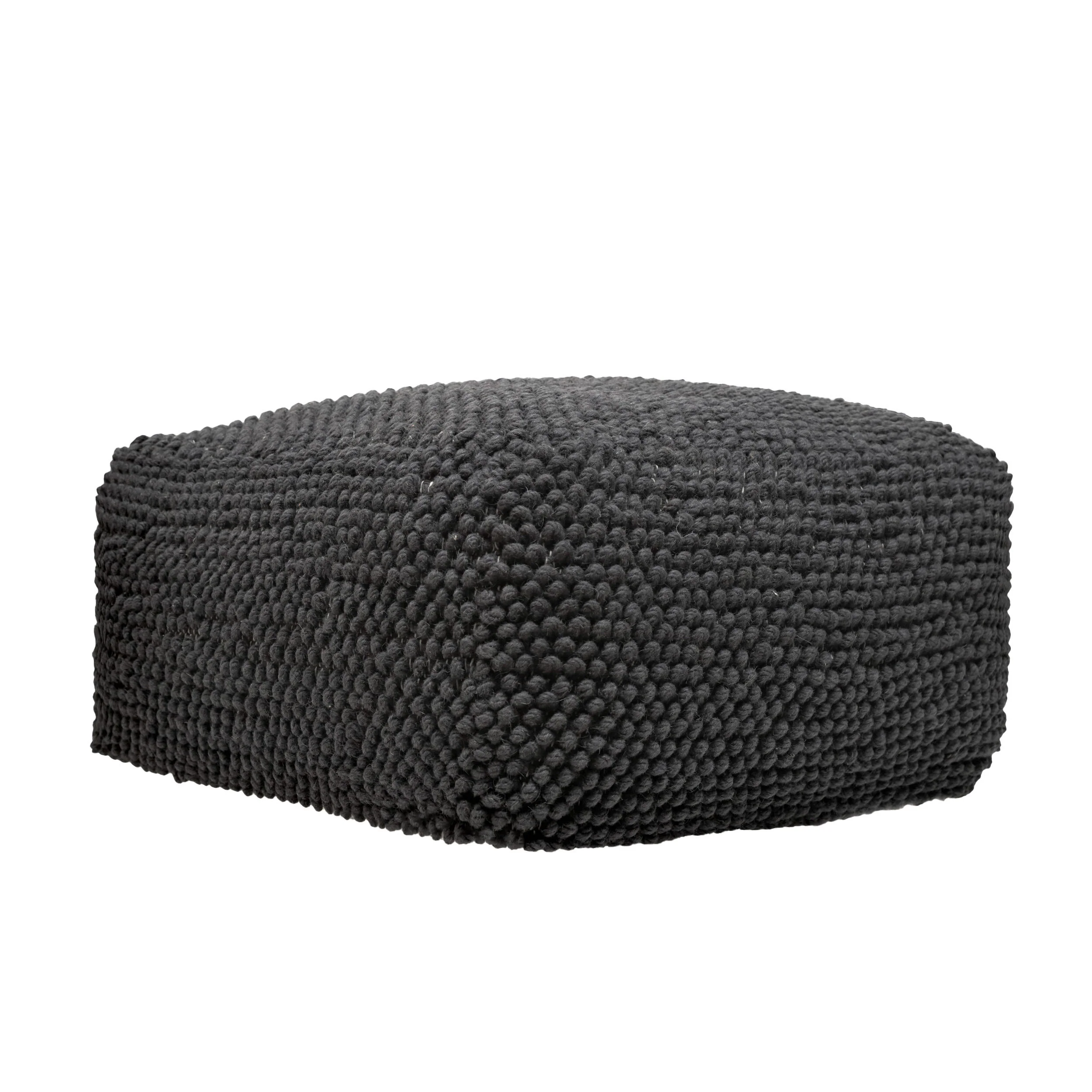 Wilsey Boho Handcrafted Tufted Fabric Square Pouf - furnishings