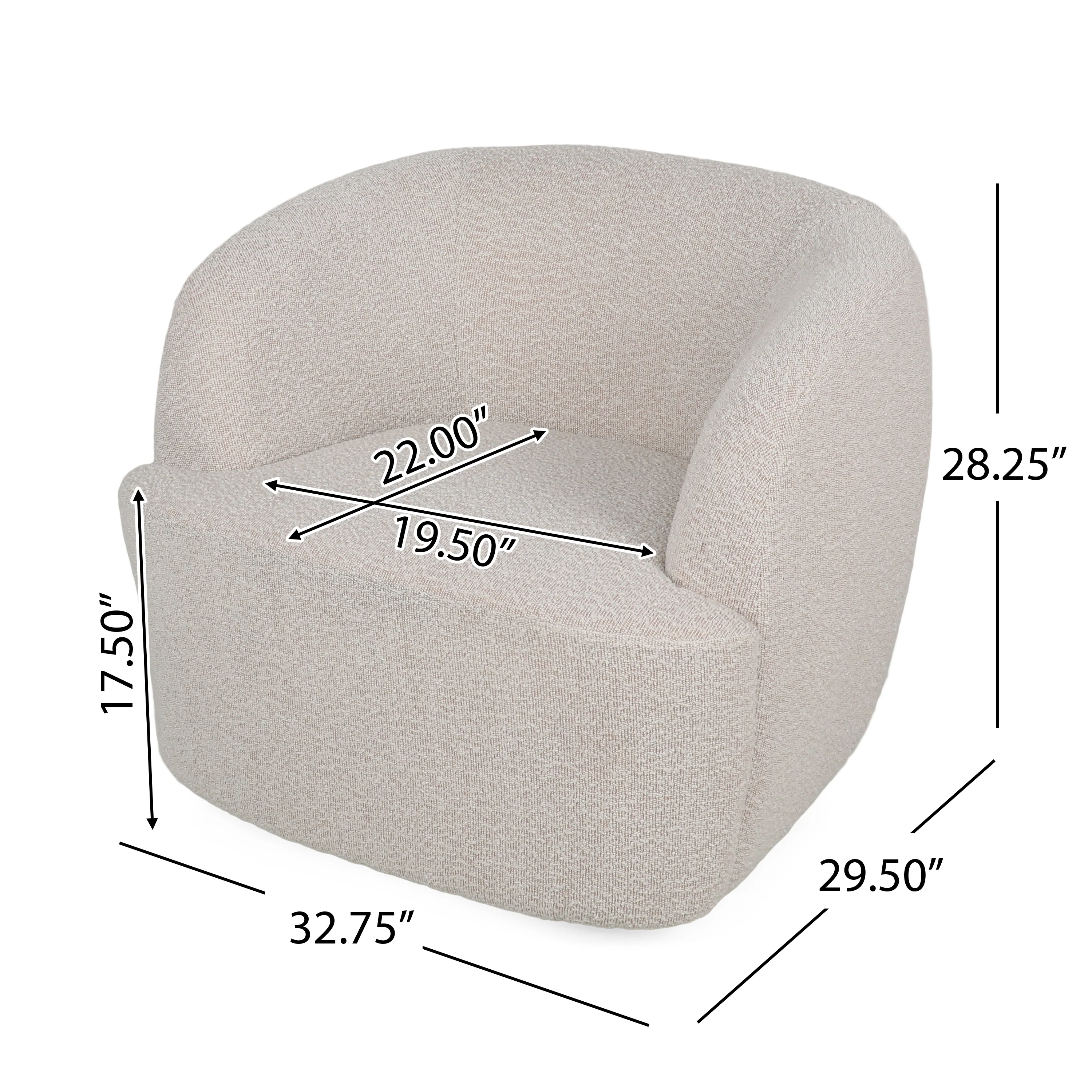 Sydmor Contemporary Boucle Upholstered Swivel Club Chair - furnishings