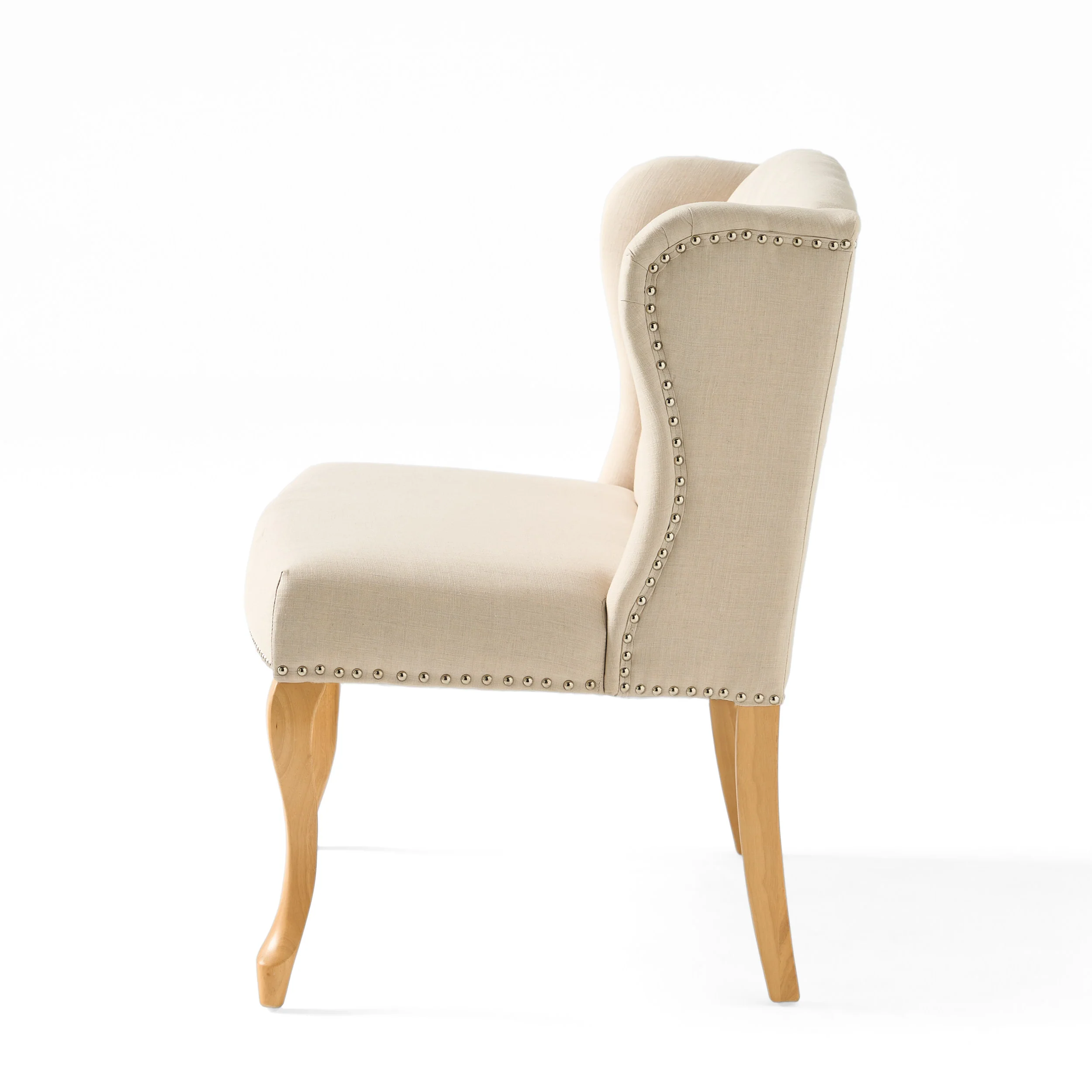 Eva French Country Style Tufted Beige Fabric Wingback Bench - furnishings